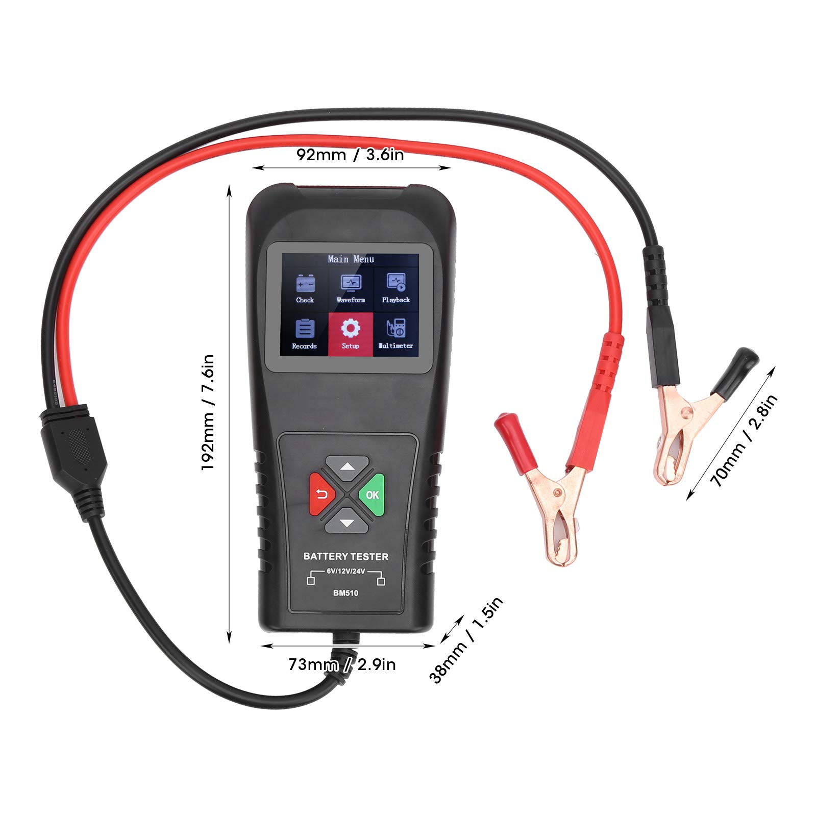 Analyseur d'alternateur 6V 12V 24V avec écran Couleur TFT de 2,8 Pouces, Outil de Diagnostic de testeur de Batterie de Voiture pour vérifier l'état de la Batterie, système de