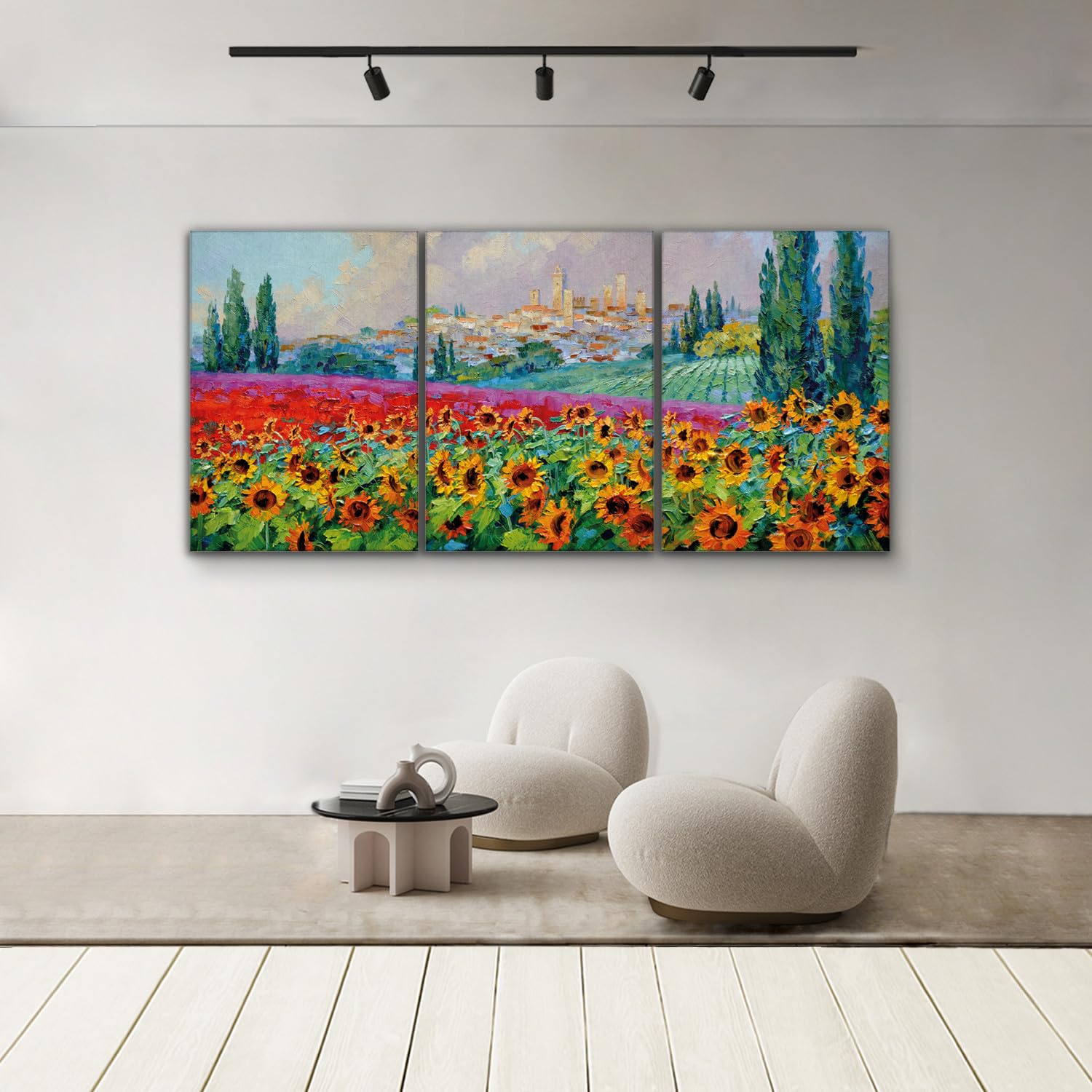 Giallobus - Große Gemälde im XXL-Format - Mikki Senkarik - Moderne Künstler – Windtänzer - Leinwand - 218x100cm | 3pcs. x 70x100cm - Moderne Gemälde für zu Hause - Bereit zum Aufhängen