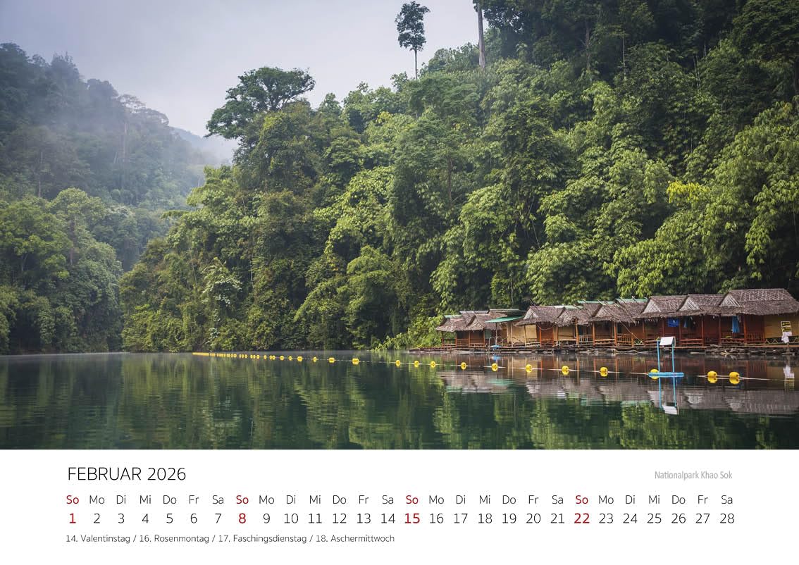 Edition Seidel Premium Kalender Thailand 2026 Format DIN A4 Wandkalender Asien Bangkok Buddha Tempel Nationalpark Skyline