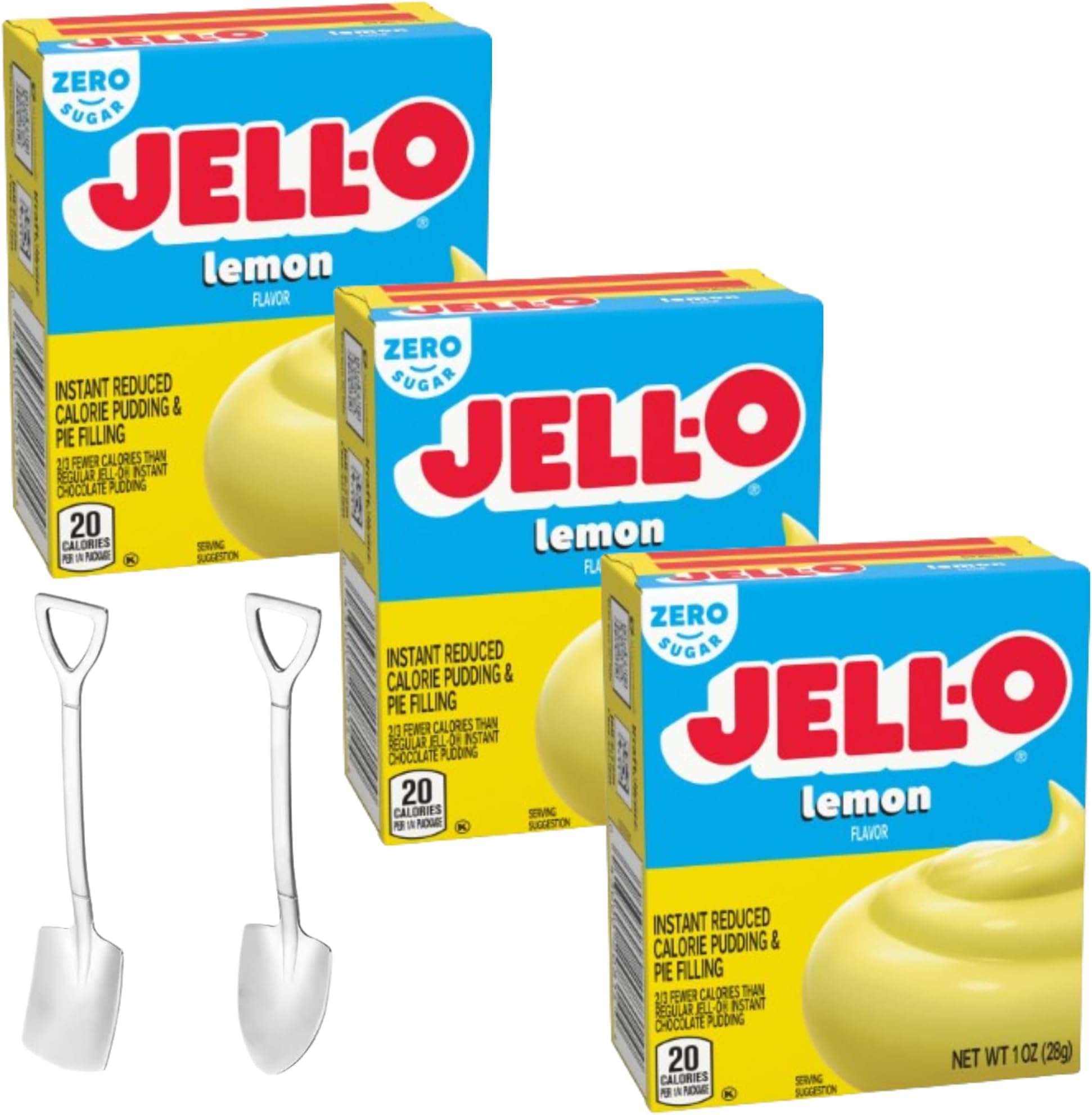 - Instant Pudding & Pie Filling Mix 1 oz Box Sugar Free (Pack of 3) with Candy Freezer Mini Metal Spoons (Zero Sugar Lemon Pudding) - Shovel Spoons