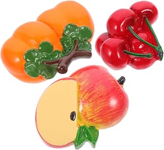3pcs Fruit Refrigerator Magnets Resin Decorative Fridge Stickers with Apple Persimmon Cherry Magnetic Kitchen Accessories for Whiteboard and Surfaces