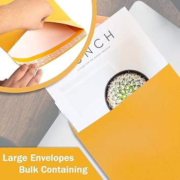 10x13 Catalog Envelopes Self Seal 100 Pack, Goefun 100GSM Paper Yellow Brown Manilla Envelopes with Peel and Seal Flap for Mailing, Organizing and Storage