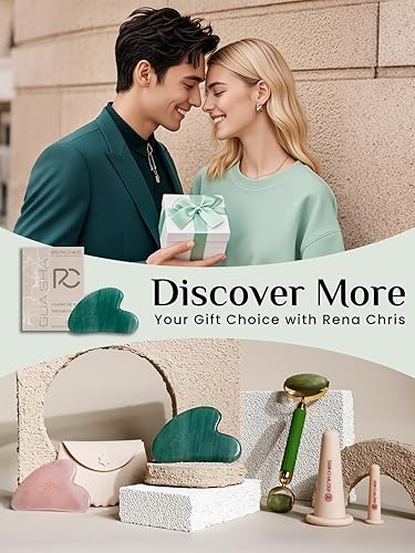 Vista 49 de Rena Chris Gua Sha Herramientas faciales: herramienta de guasha de aventurina azul natural para terapia de acupuntura facial, masajeador facial