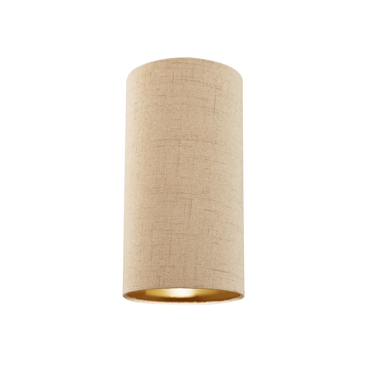 Modern and Stylish Stitched Effect Taupe Linen Fabric Cylindrical Lampshade for Pendant or Table Lamp - 25cm Height - 40w Maximum - Suitable for The Home or Business by Happy Homewares