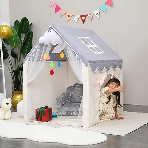 Miniatura 4 de Annualring Tienda de campaña para niños, tienda de campaña tipo tipi con nube de fieltro para interiores, casa de juegos para niños pequeños, tienda
