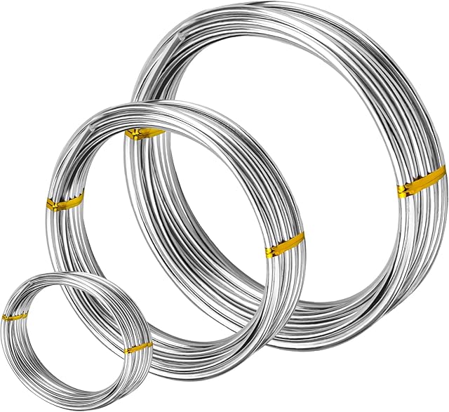 3 Roll Silver Craft Wires 1mm 2mm 3mm Aluminum Wires 5 Metres Soft Metal Jewllery Wire Armature Wire Metal Thread for Wire Wrapping, Sculpting, Hobby Craft, Wire Modelling