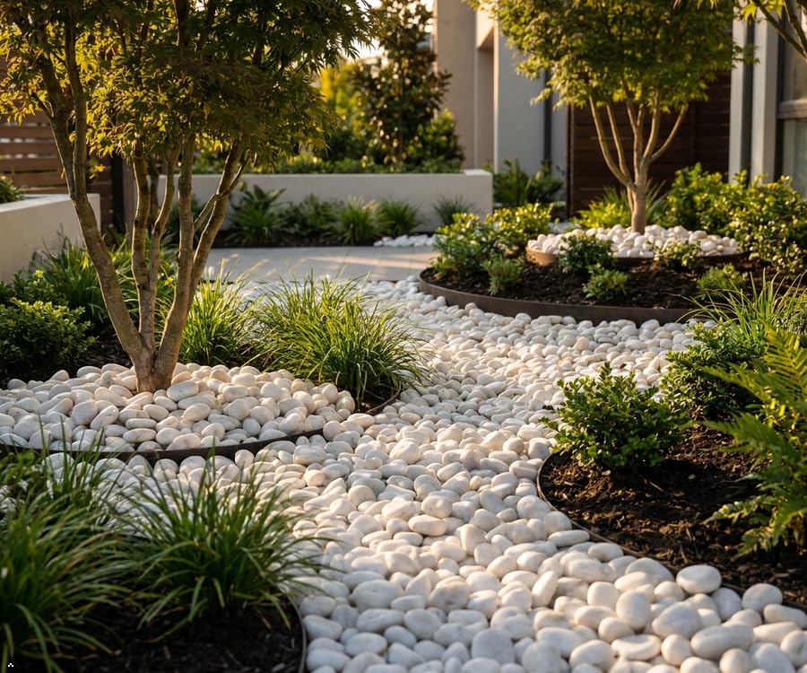 White Polished Pebbles for Plants, 4.4 LB Decorative River Rocks for Succulents and Cactus, Natural Gravel Stones for Flower Pots, Vases, Aquarium, Terrarium and Outdoor Garden Decor