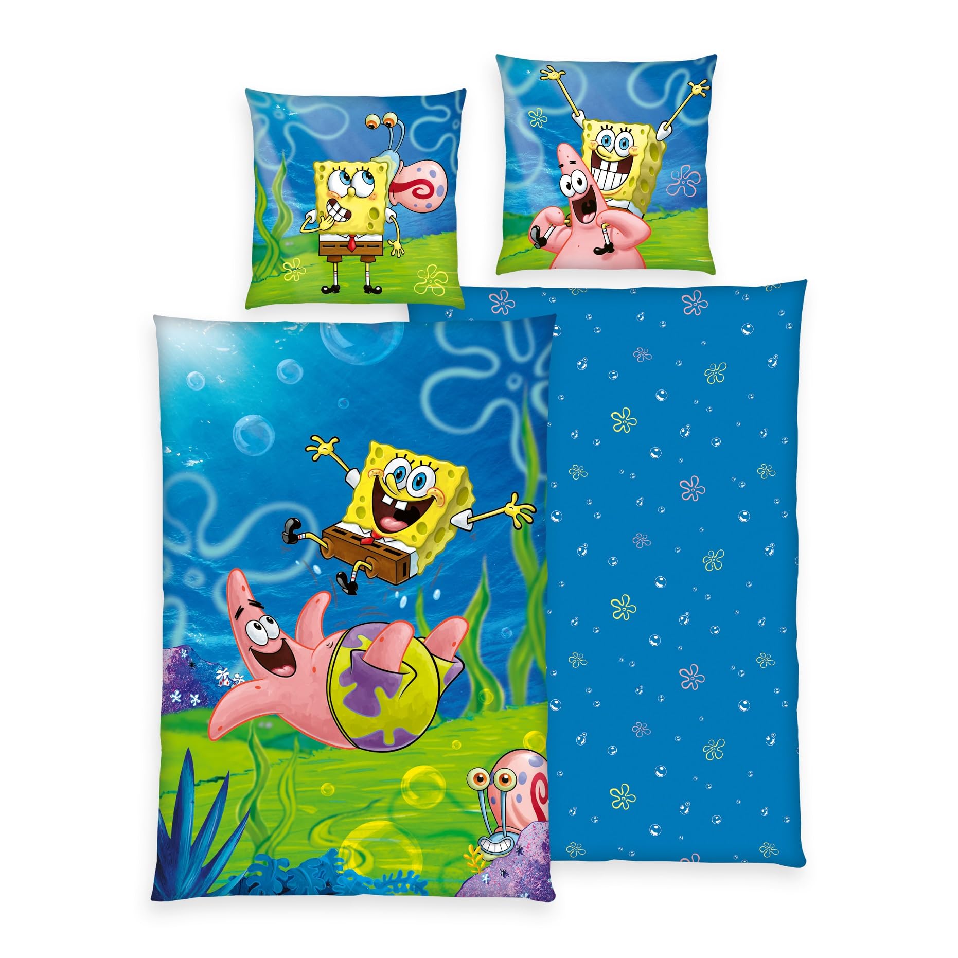 Klaus Herding GmbH Spongebob Reversible Bed Linen Set 2-Piece 135 x 200 cm 80 x 80 cm