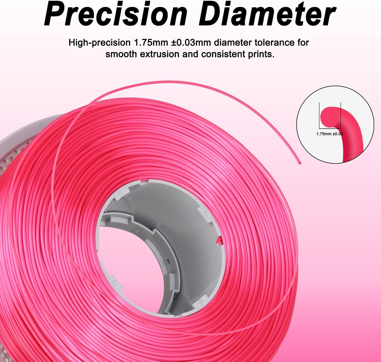 Silk PLA Filament 1.75mm, Rose Pink 3D Printer Filament, Shiny Magenta PLA Filament 1KG Spool, Clog-Free & Precision Accuracy +/- 0.03mm, Fits Most FDM Printers - Image 3