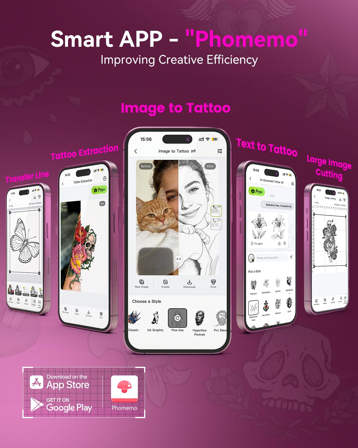 Phomemo M08F Plus AI Termocopiadora Tattoo con Pantalla Táctil - Impresora Termica Tattoo por Transferencia Térmica para Artistas con con diseño IA, Incluye 10 Hojas de Papel de Transferencia