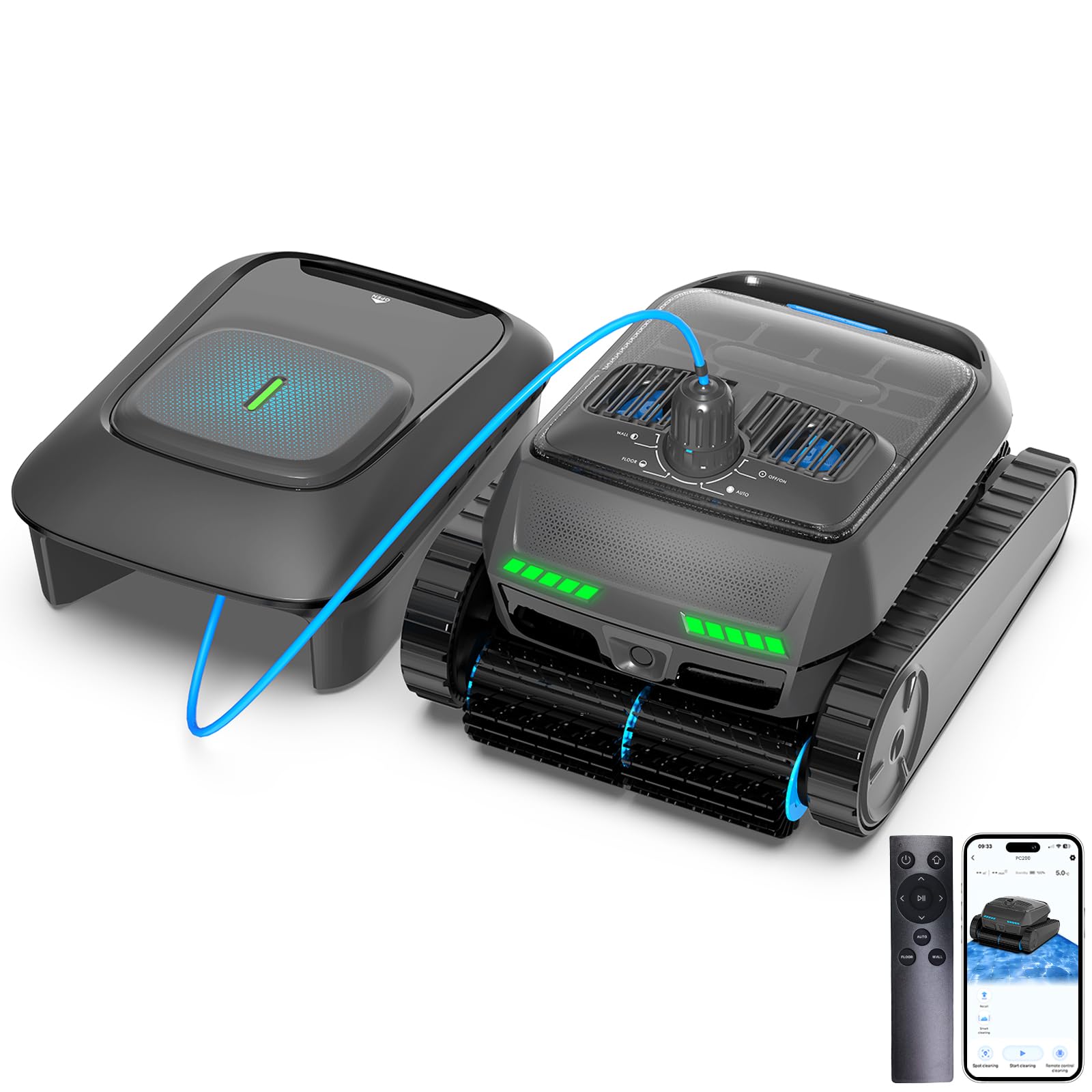 Robotic Pool Cleaner with Skimmer, Pool Vacuum Robot for Inground & Above