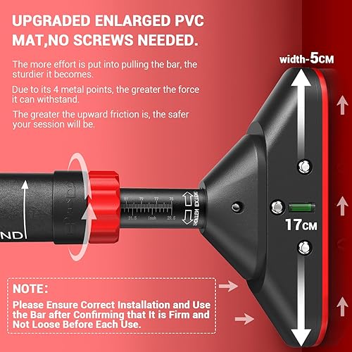 Miniatura 4 de Sportneer Barra de dominadas barras de dominadas de entrenamiento de fuerza sin tornillo - Mecanismo de bloqueo de ancho ajustable Barra de barbilla