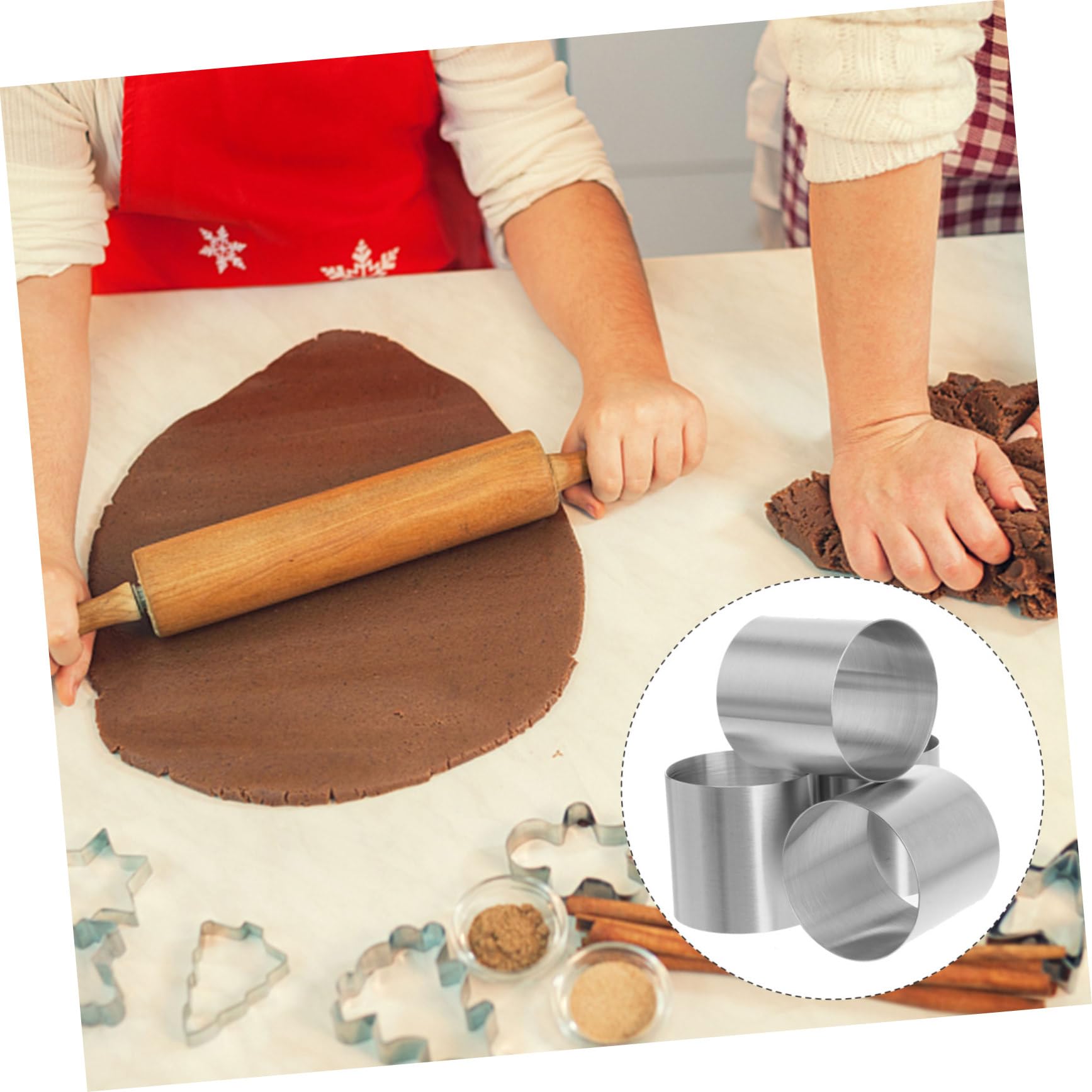 Mipcase Set De 8 Moldes Redondos Para Mousse y Pasteles, Acero Inoxidable Acabado Antihuellas, Fáciles De Limpiar y Desmoldar, Para Reposteros Amateurs