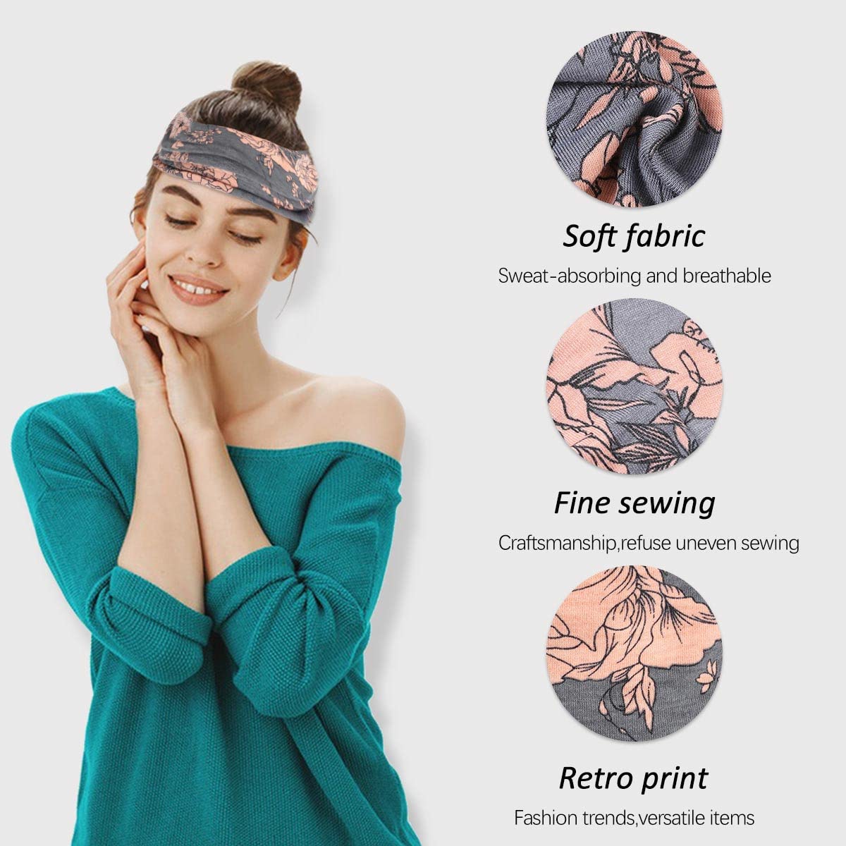Fascia Per Capelli Donna Larga Morbida – 6 Pezzi Elastiche Antiscivolo – Per Sport, Yoga, Corsa, Makeup - 5
