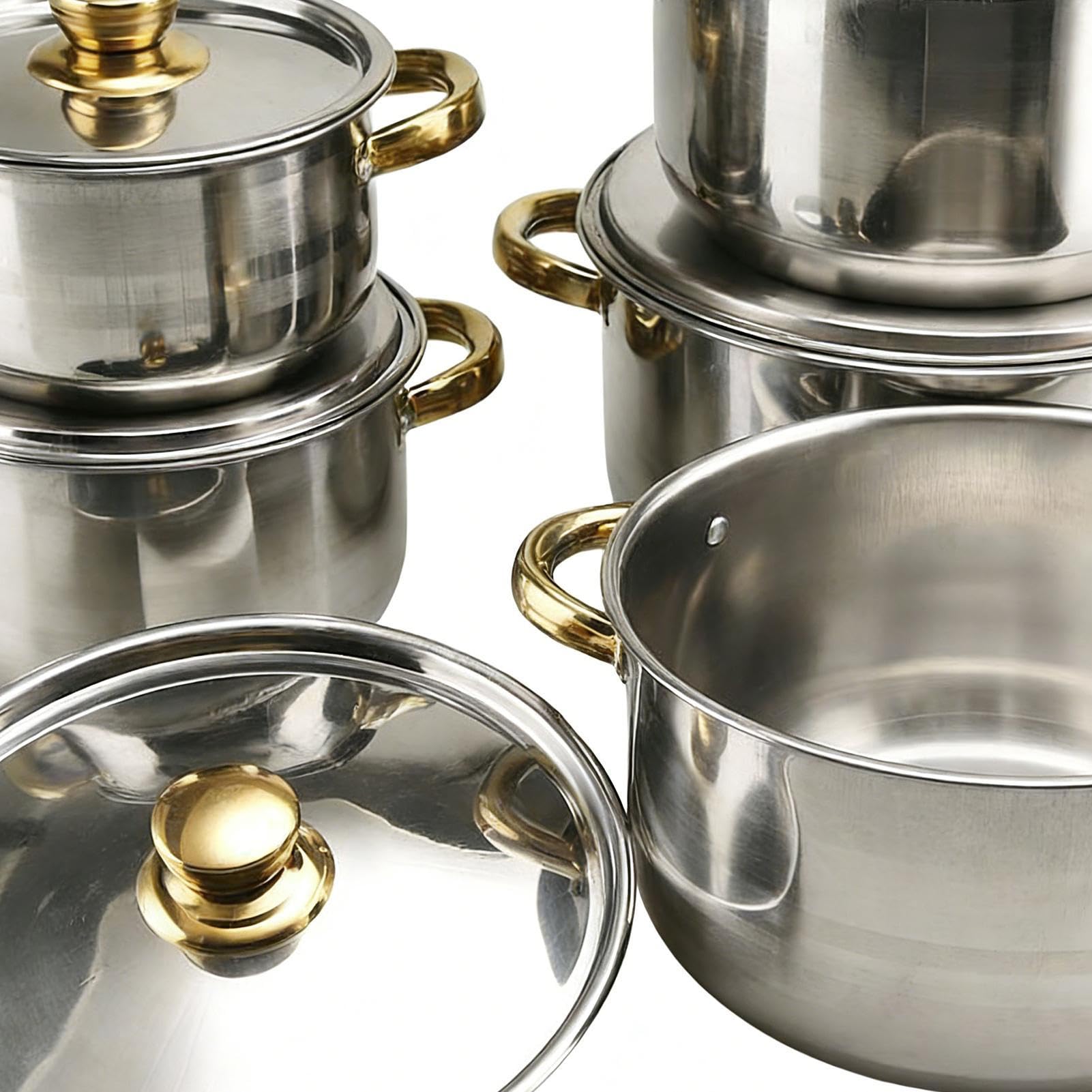 Topfset aus Edelstahl, Antihaft-Kochgeschirr, 10-teilig, Kochtöpfe, vielseitig, vielseitige Kochlösung, für Suppe, Nudeln, Eintopf Dome