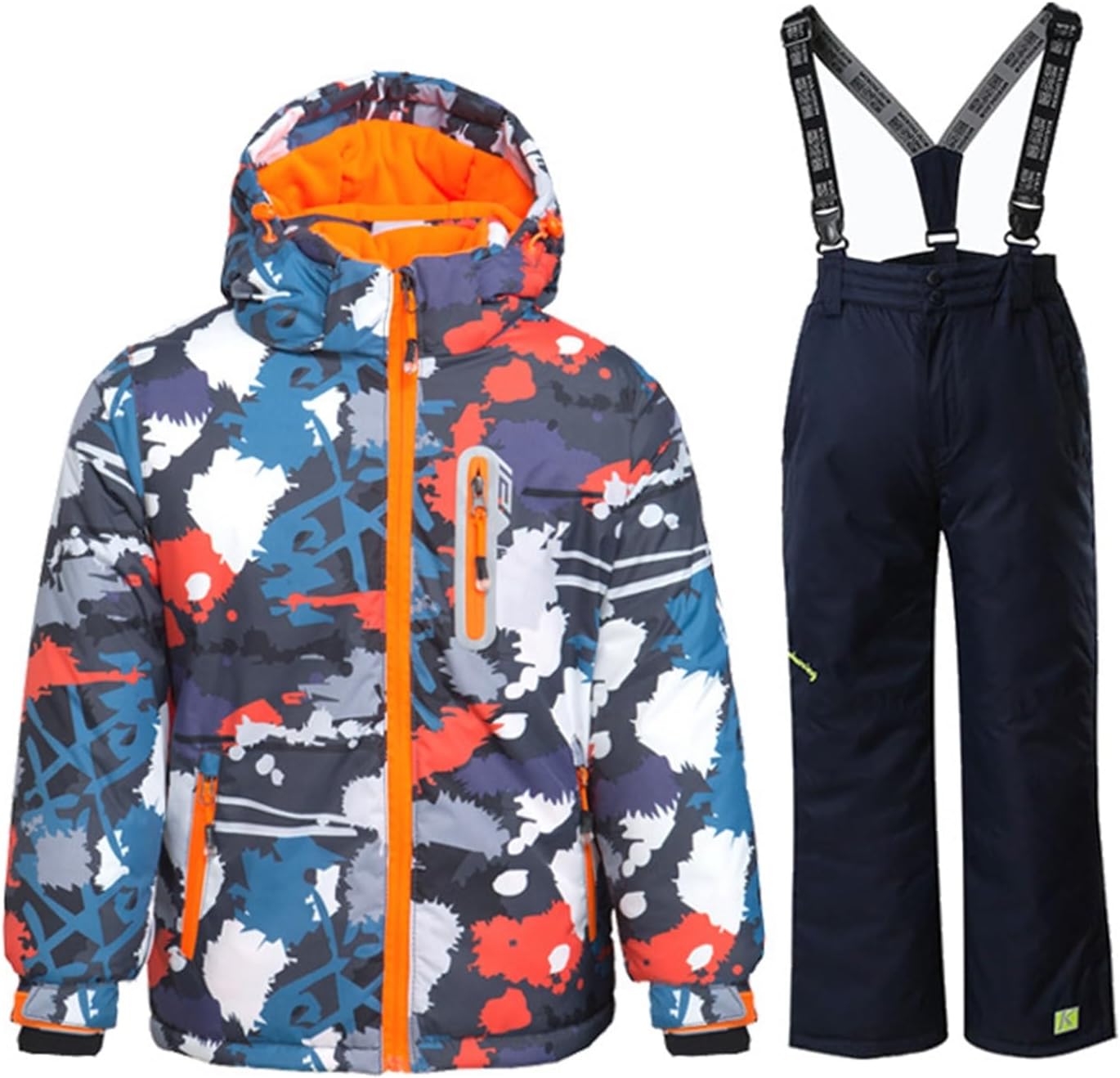 [Taopagii] スキーウェア ジュニア 上下セット フード付き アウトドアジャケット 裏起毛 スノーボードウエア スキー用 パ