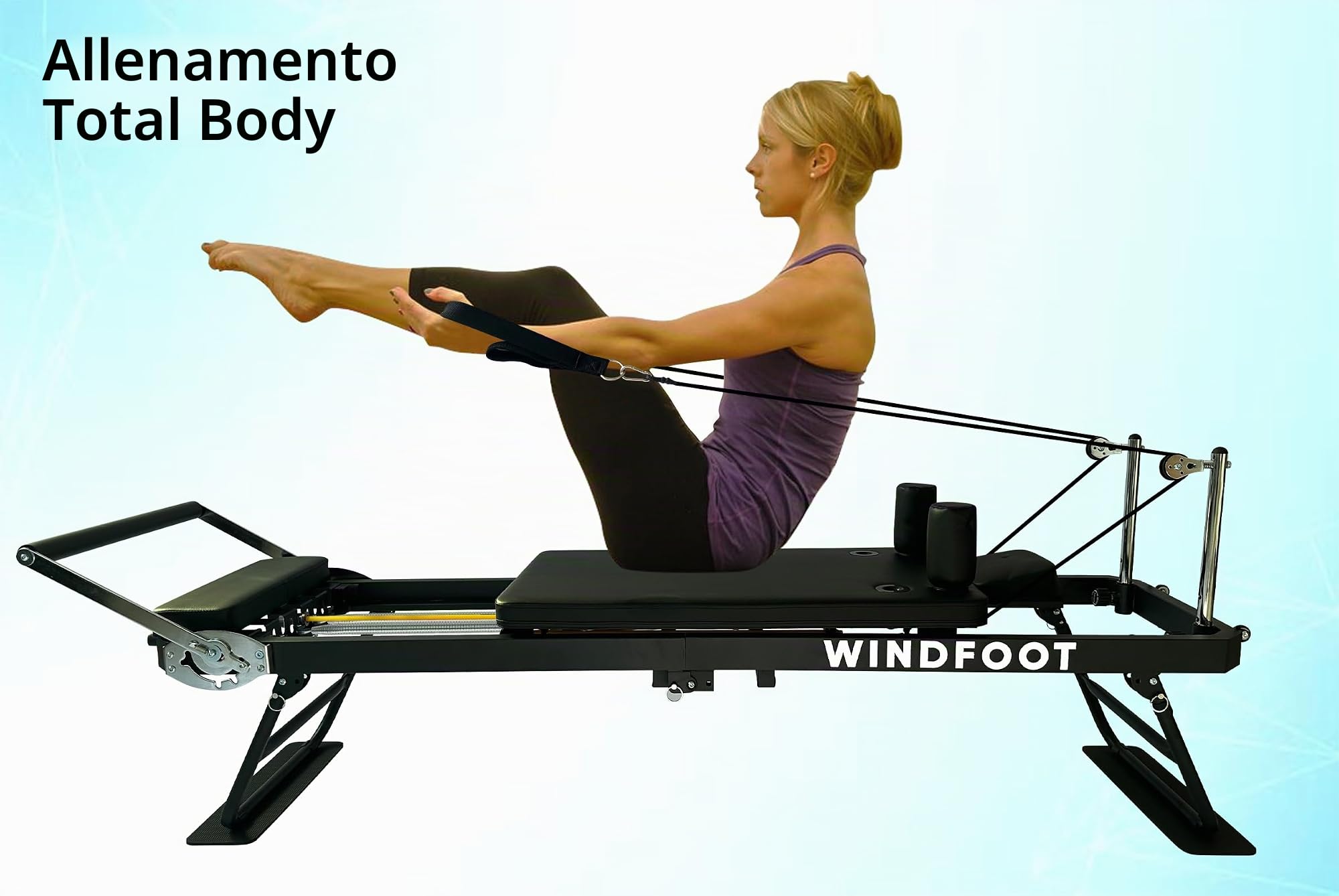 Attrezzatura per pilates Reformer con molle e corde per allenamento a casa, attrezzatura pieghevole per pilates con trampolino per tutti i livelli