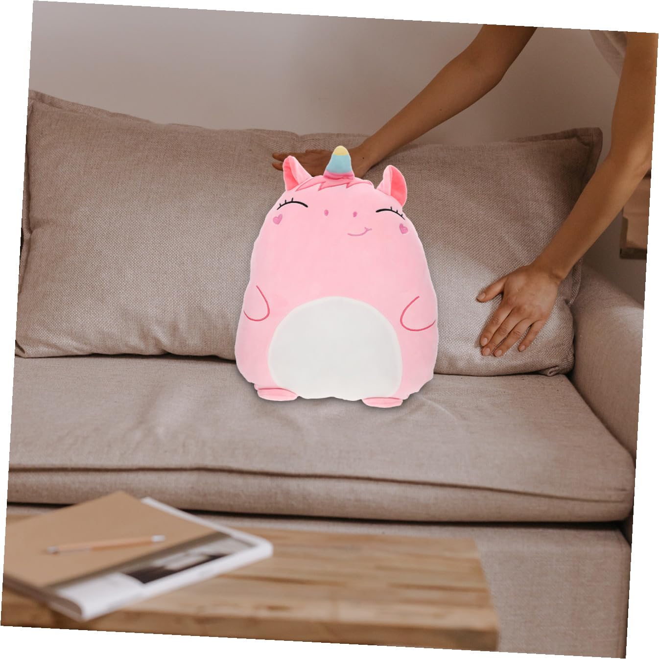 GALPADA Cuscino Unicorno Kawaii Cuscino per Schienale Forma di Cartone Animato Peluche Unicorno Gigante Decorativo e Confortevole