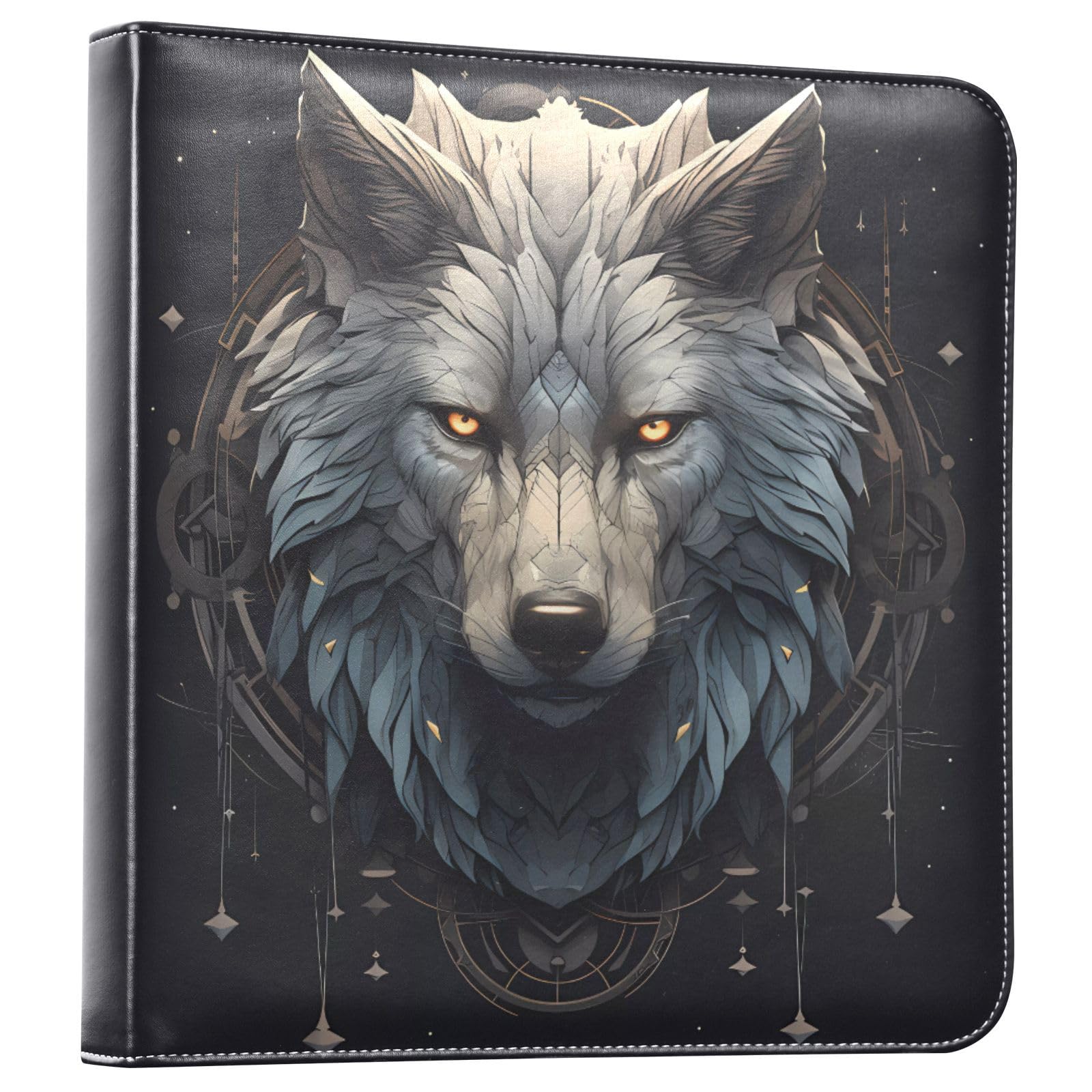 JIPONI Starry Snow Wolf Large Photo Album, DIY Leather Cover Scrapbook Albums for 4x6 5x7 6x8 Pictures, Self Adhesive Memory Book for Wedding, Baby, Family