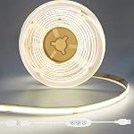 LED Strip Lights, 6ft Warm White COB Light Strip, USB Powered Dimmable 2700K, CRI92+, Flexible Cuttable for TV Backlight, Cabinet, Bedroom