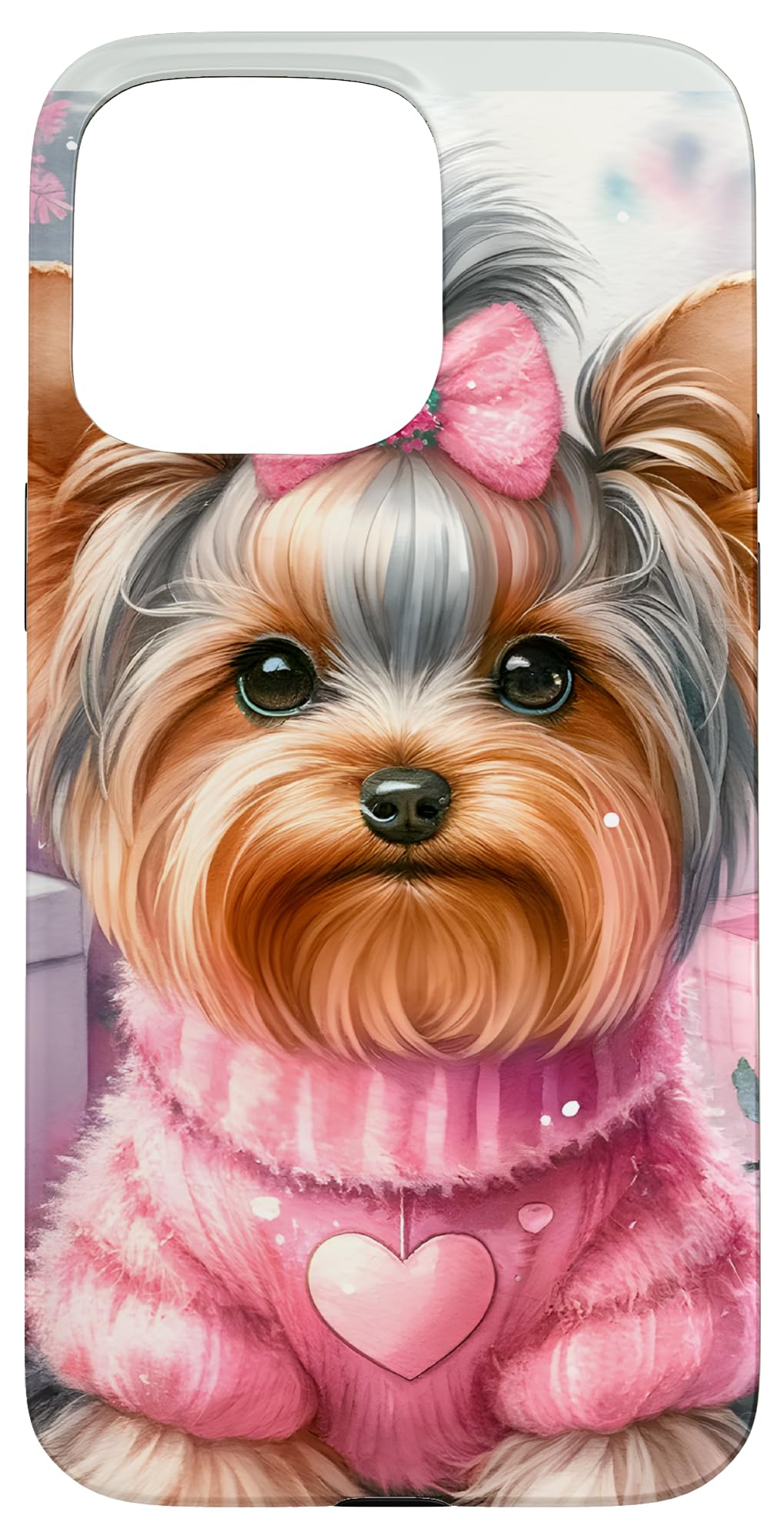 Pink Yorkshire Terrier | Christmas with Yorkie Dog on it Case for iPhone 15 Pro Max