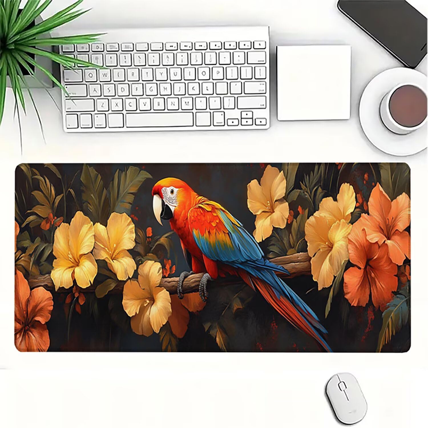 Podkładka pod mysz Lejnlnng XXL - 120 x 60 cm, podkładka pod mysz dla dużych graczy, kwiat XL antypoślizgowa gumowa mata na biurko, wodoodporna podkładka pod mysz o wysokiej precyzji i szybkości baza