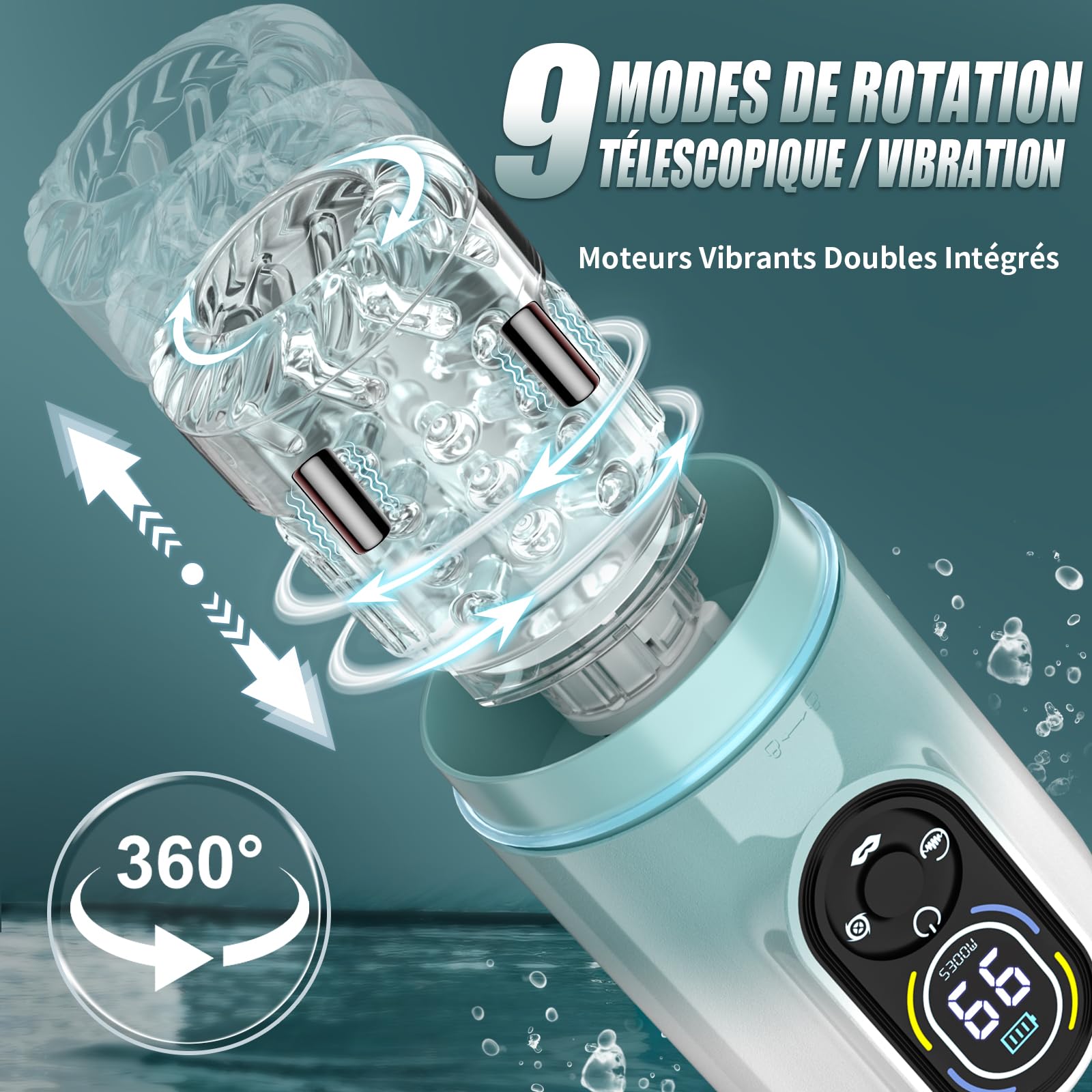 Masturbateurs Masculins Sex Toys Automatiques avec IA APP, Masturbâteur Homme Mains Libres avec 9 Modes Télescopiques & Rotation & Succion et Vibration, Vaginette Ultra Réaliste Masturbateur Homme