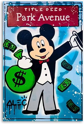 ALEC Monopolys Mickeys Title Deed Park Avenue - Póster de arte en lienzo y arte de pared, póster moderno para decoración de dormitorio familiar, 12