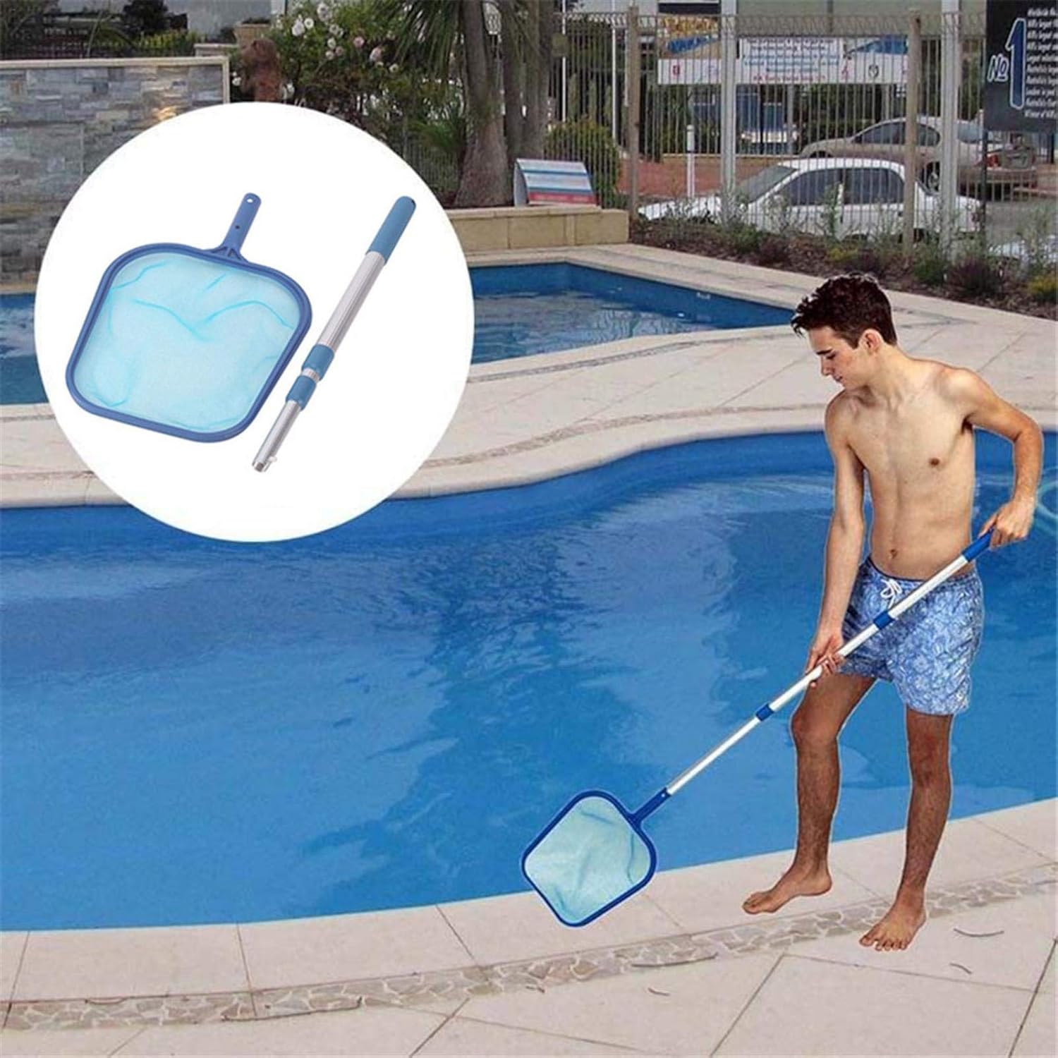 Leaf Skimmer Heavy Duty Pool Leaf Skimmer Net with Adjustable Aluminum