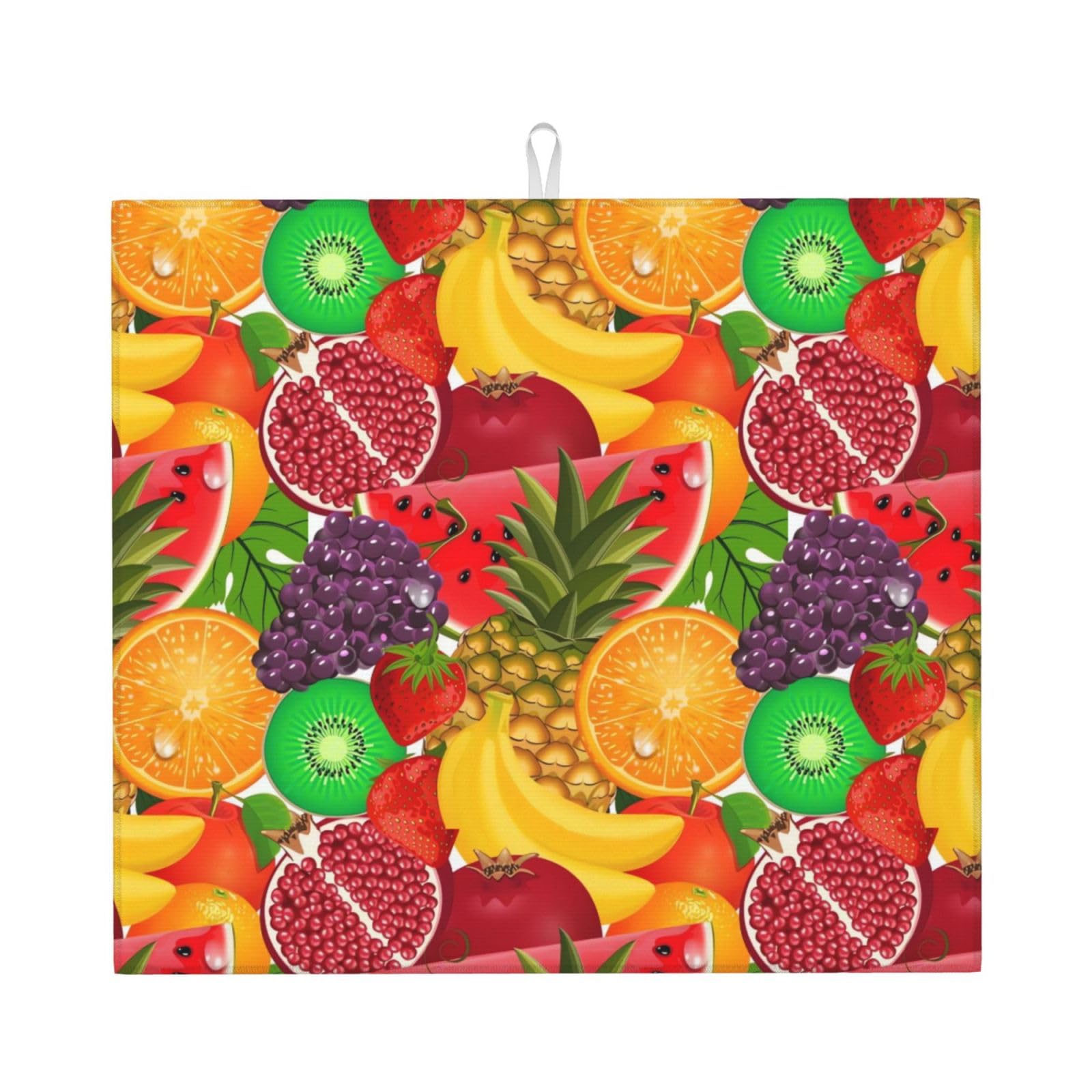 Yyhwhjde Black Fresh Fruits Pineapple Prints Kitchen Drying Mat – Absorbent Dish Throw For Countertop, Non-Slip Layer With Vibrant Prints, Ideal For Housewarming