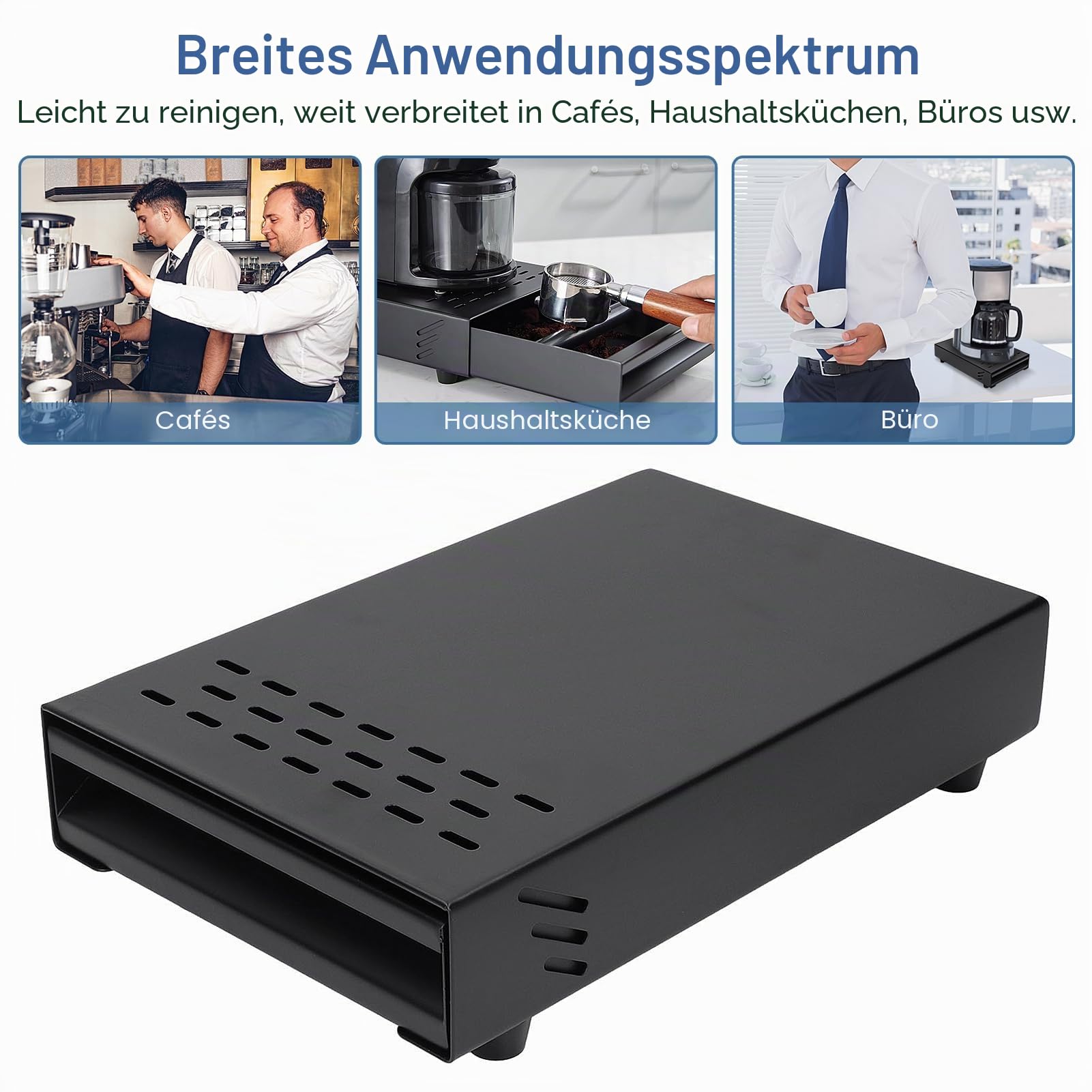 Kaffee-Abklopfbehälter aus Edelstahl, Sudschublade für Espresso Siebträgermaschine, Kaffee-Knockbox-Schublade mit Herausnehmbarer Abklopfstange für Zuhause Café Büro Bar | 28 x 18 x 5cm