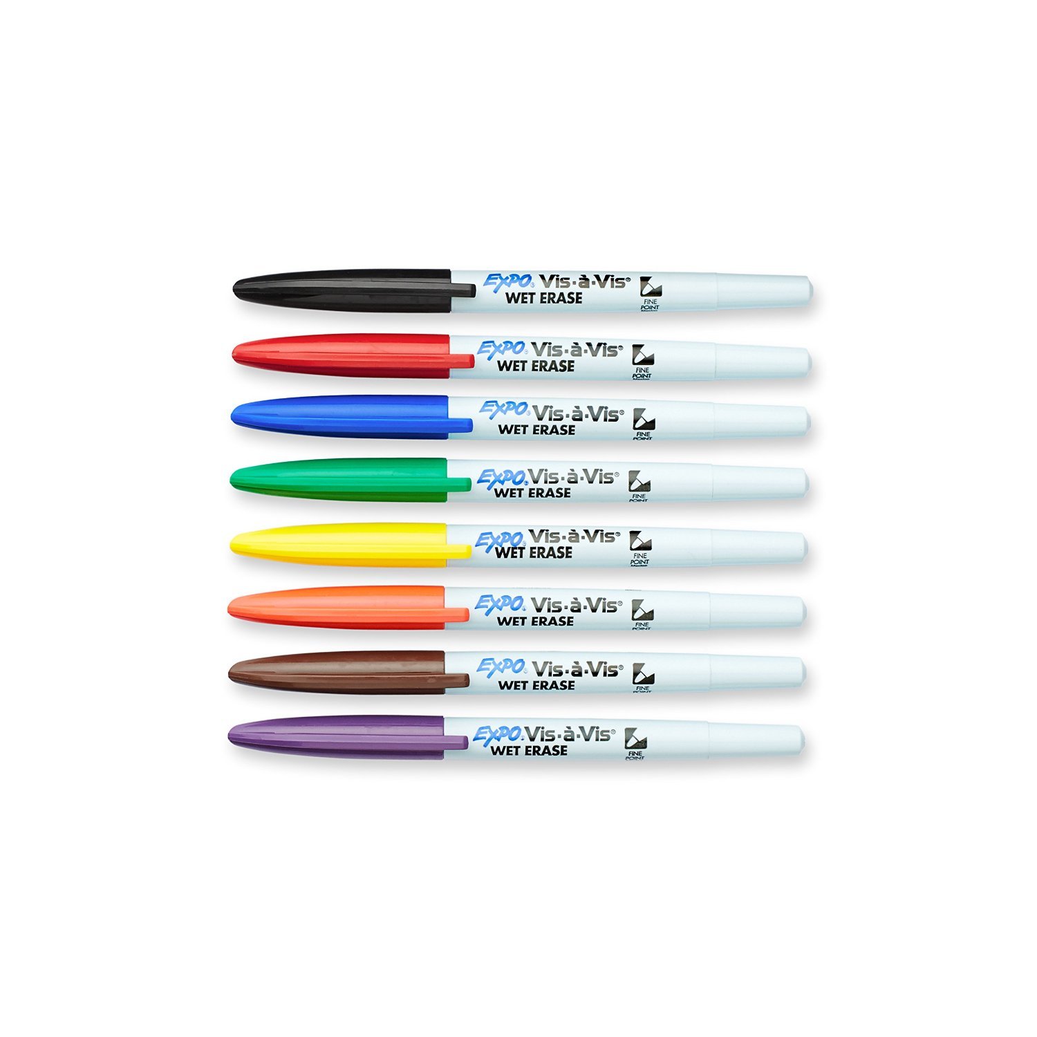 EXPO Vis-A-Vis Wet-Erase qMtXj Overhead Transparency Markers Fine Point Assorted Colors 8 Count 2 Pack
