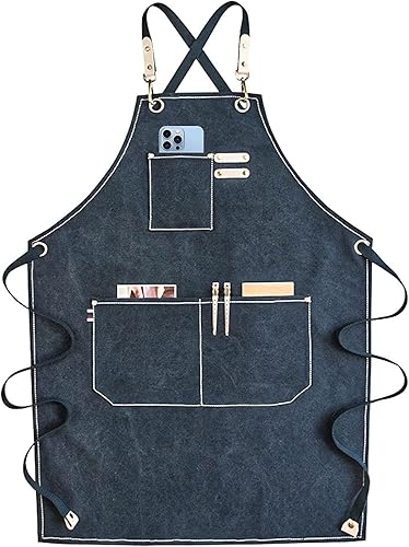 Miniatura 10 de carrotez Adjustable Over sized Plus Size Canvas Apron with Pockets Men and Women Aprons