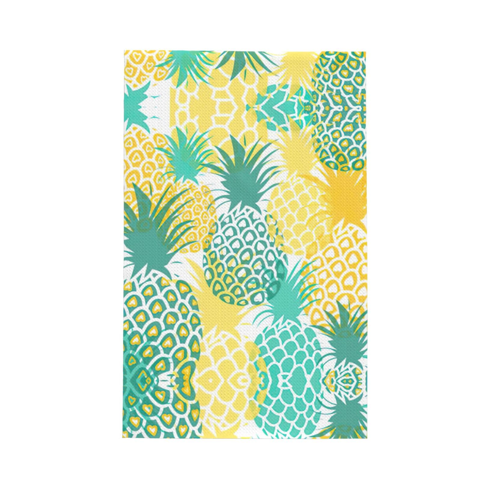 Xxahnbm Black Tropical Pineapple Print Waffle Kitchen Towel,Absorbent Hand Towel