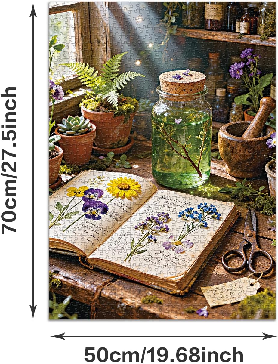 Family Jigsaw Puzzles for Adults 1000 Pieces, Challenging Fun Puzzles Stunning Art Wall Decor, Gift for Adult Puzzle Lovers, Poster Included, Plant Research C0831