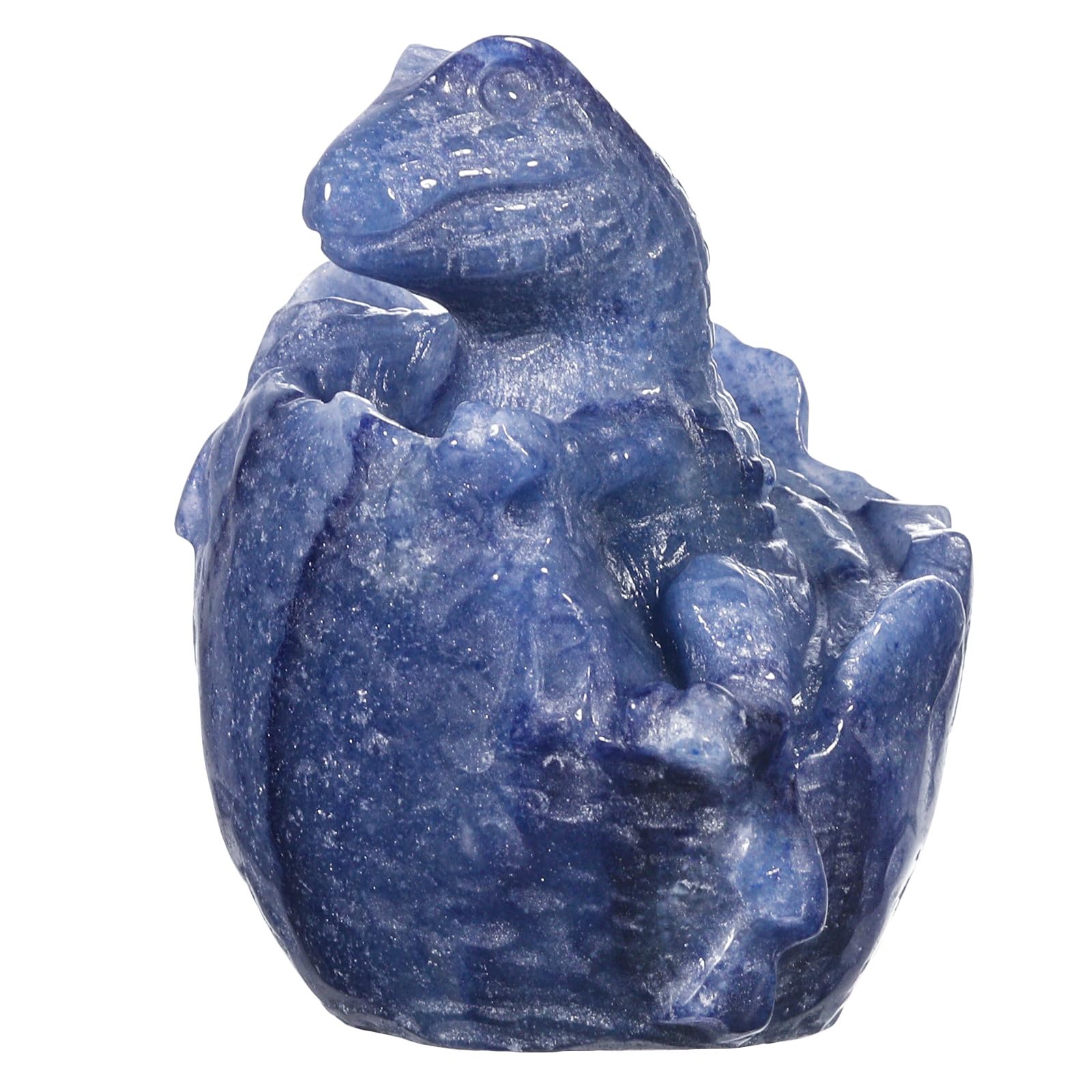 Nupuyai 2.5" Blue Aventurine Crystal Stone Hatching Dinosaur Egg Statue