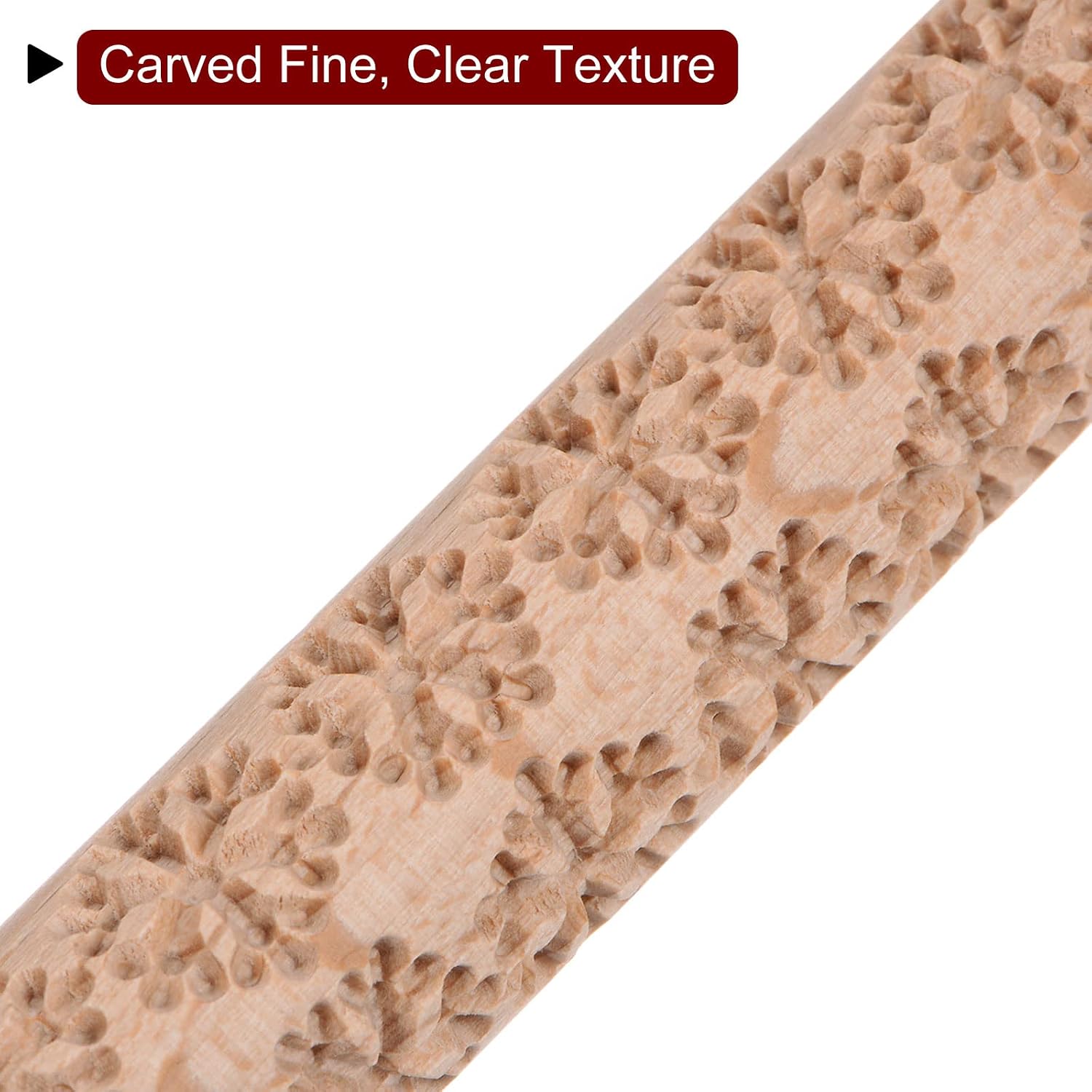 HARFINGTON Wood Clay Roller Snowflakes Pattern Modeling 6 Inch Beech Wood Hand Rollers Wooden Pottery Tools Wood Grain Texture Rollers for Clay Baking Playdough DIY