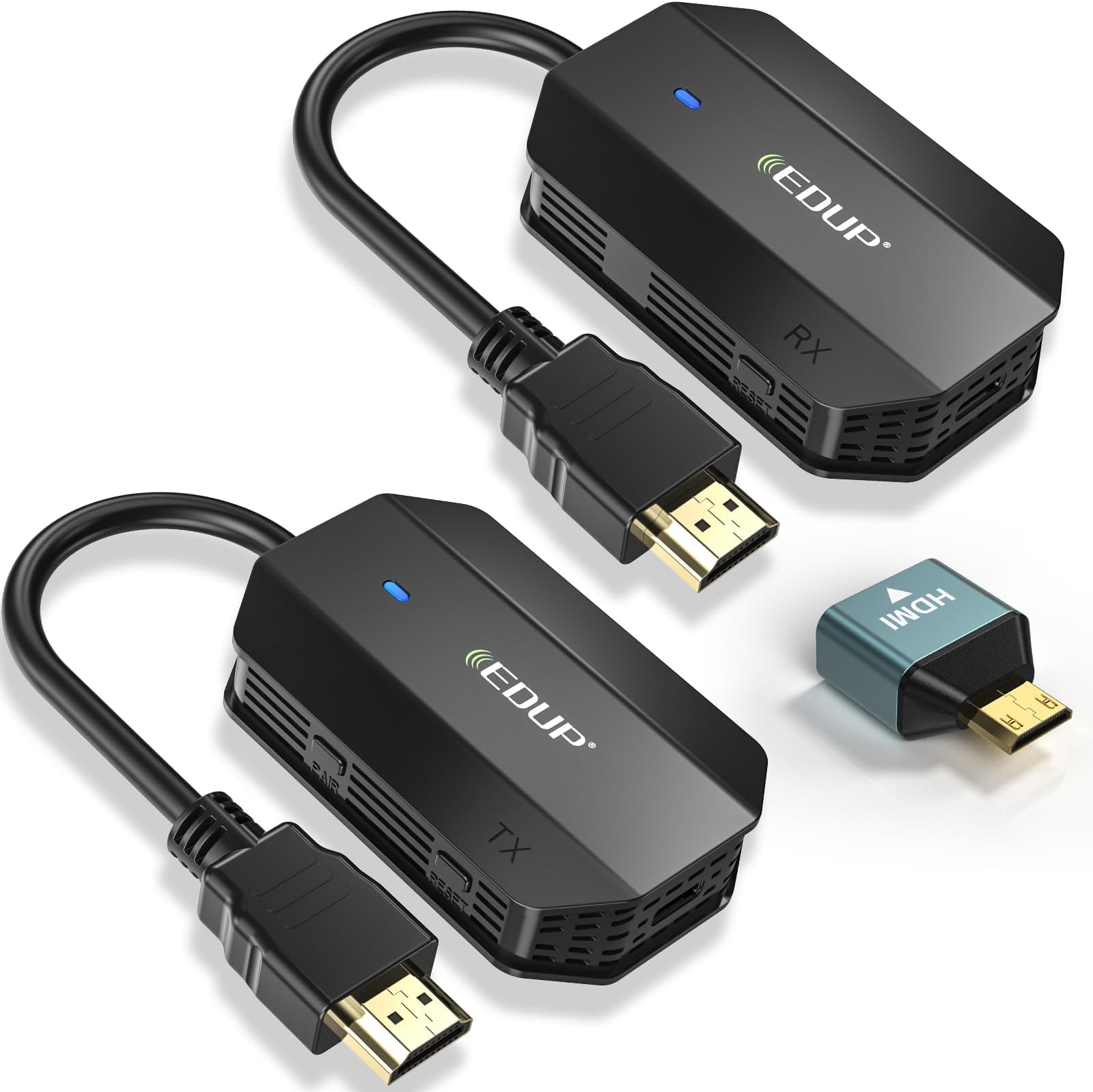 Wireless HDMI Transmitter and Receiver, EDUP Stable Wireless HDMI Extender Kit 1080P, Streaming Smooth Media Video/Audio/File for Laptop/PC/Camera/Phone to Monitor/Projector/HDTV - 98FT/30M