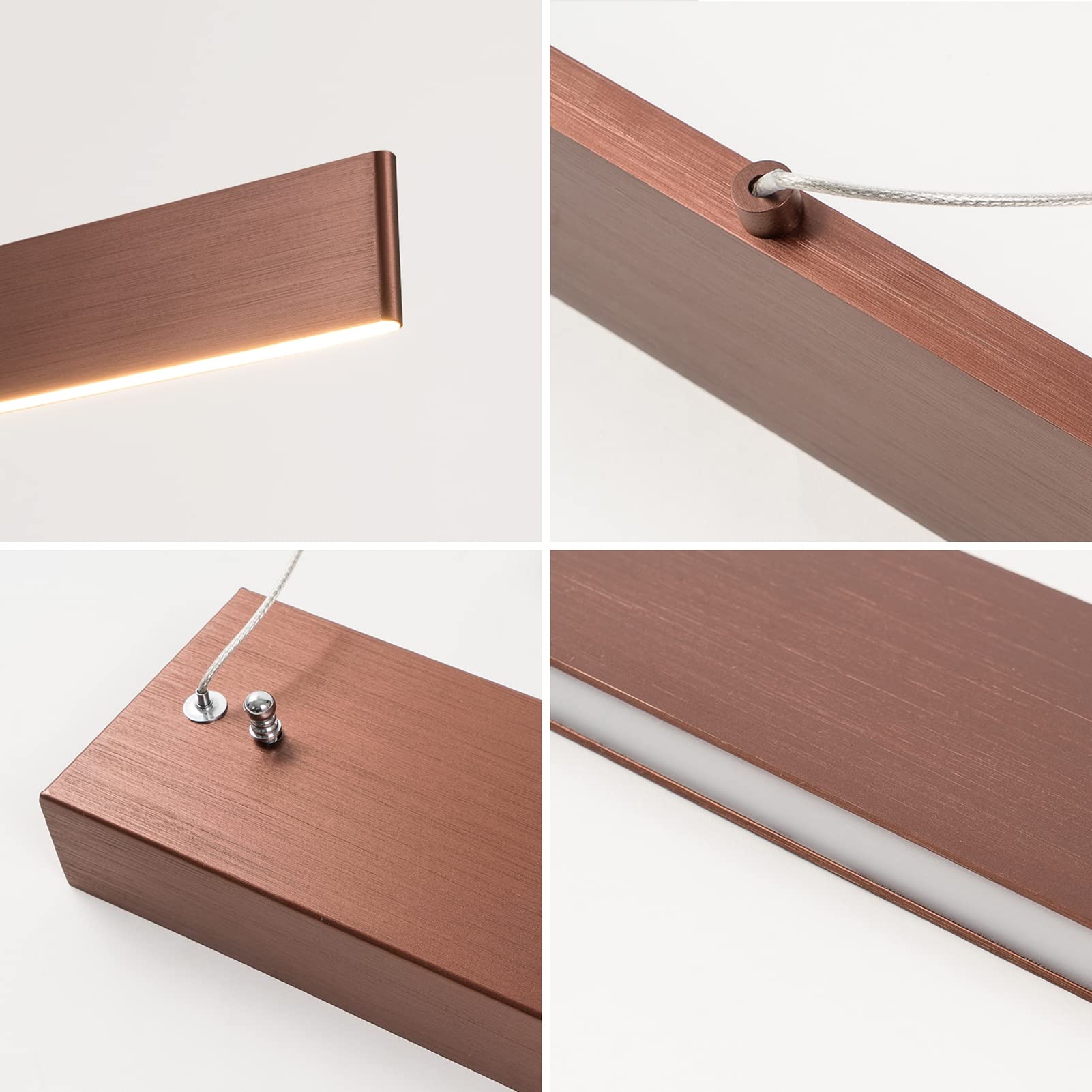 Lampadario Moderno per Sala da Pranzo, Lampada a Sospensione Creativa e Semplice con Finitura Spazzolata, Lunga Striscia Luminosa, Ideale per Ufficio, Bar, Reception, Lampada da soffitto a l