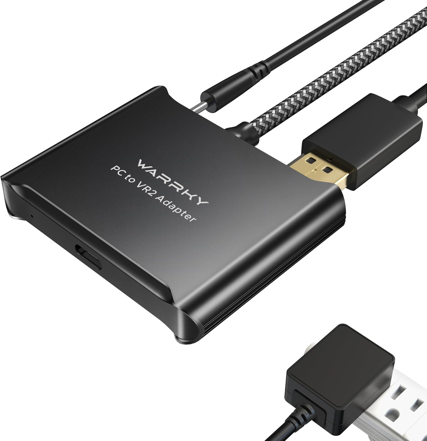 Warrky PSVR2 PC Adapter, PSVR2 Accessories [Aluminum Shell, Upgraded IC] Compatible with PSVR2, AR Glasses, Portable Monitor, DP 1.4 Cable 15W AC Power Supply Included - Black