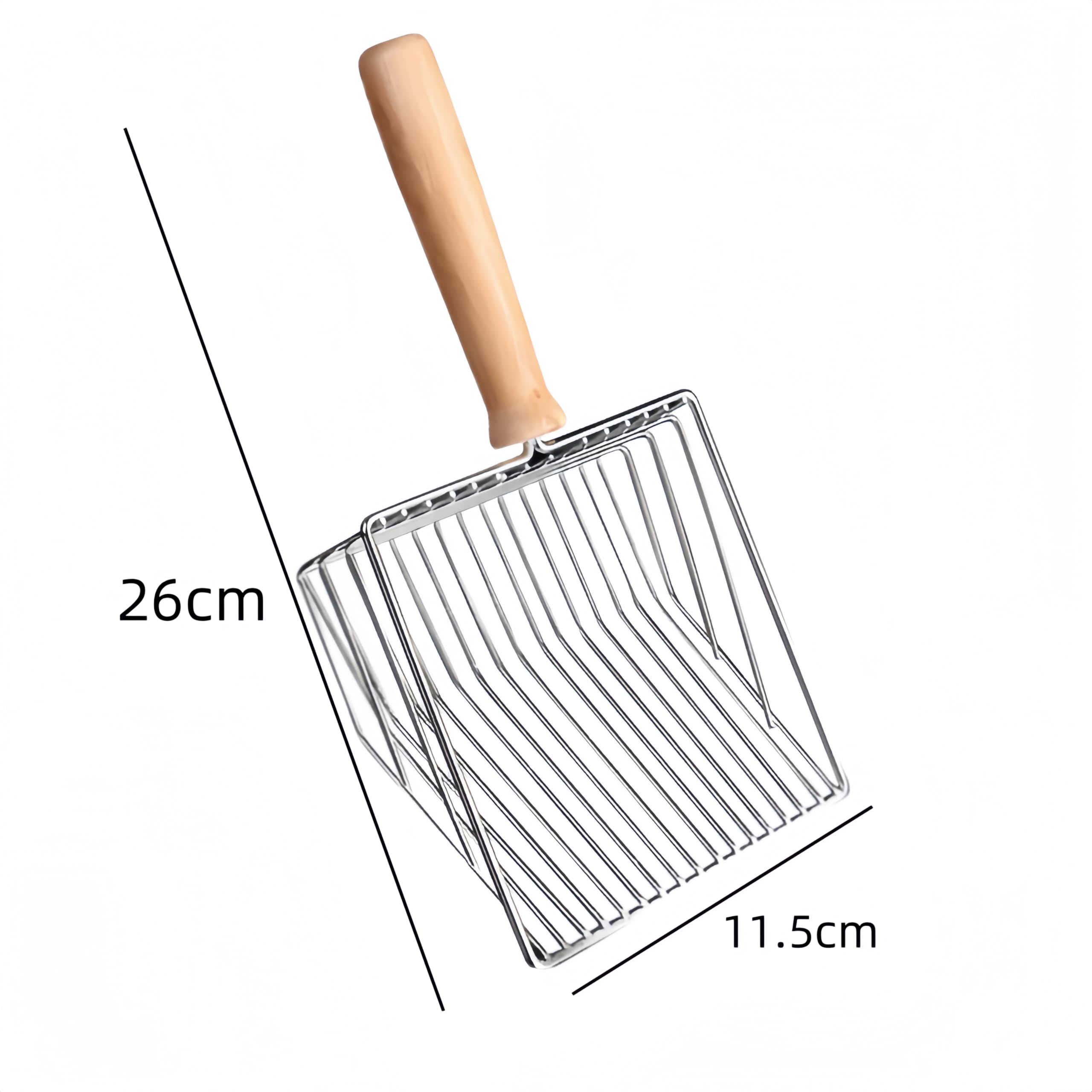 Pala Para Arena De Gatos De Metal Con Mango De Madera | Medidas 26x11.5x4 Cm | Agujeros Grandes, Fácil De Limpiar | Para Todo Tipo De Arenas