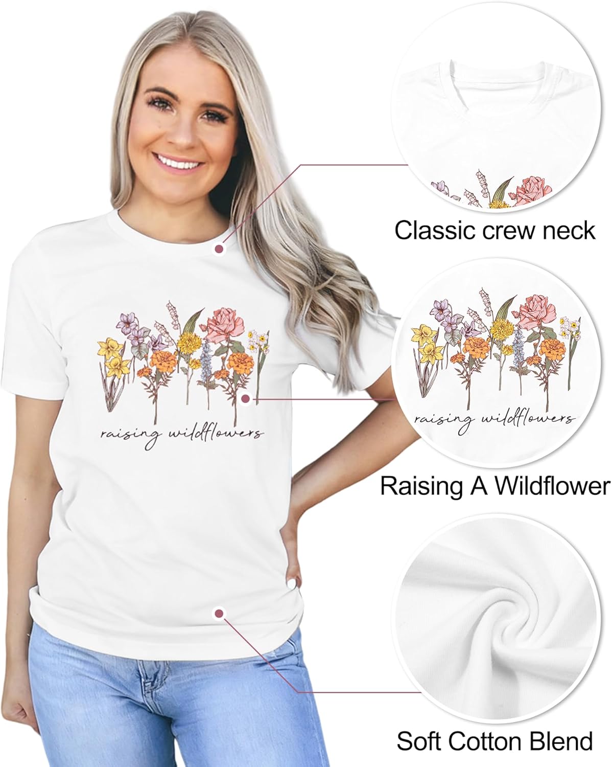 LOTUCY Raising A Wildflower Shirt Mom Toddler Matching Tshirt Mommy and Me Matching Tee Mother Daughter Son Mama Mini Outfit