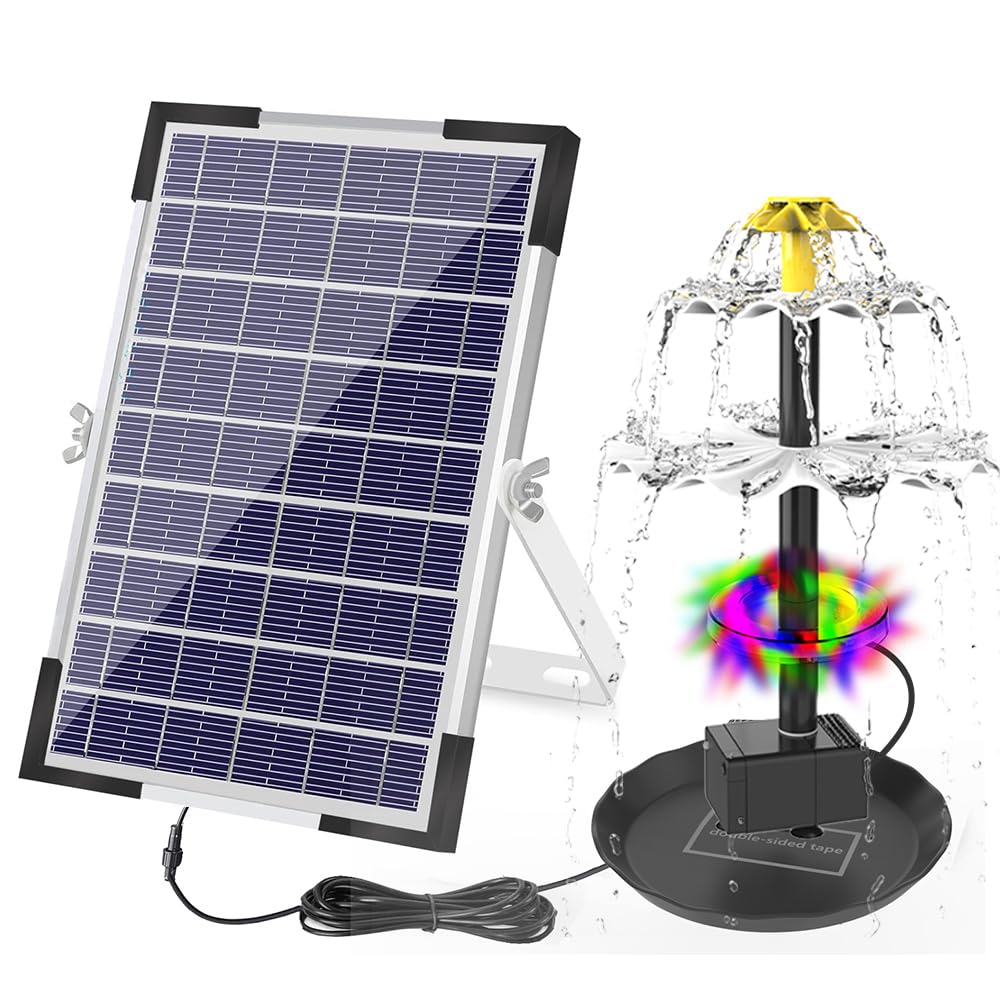 Bomba de fuente solar de 6 W con 12 LED y batería de 1500 mAh para un jardín iluminado