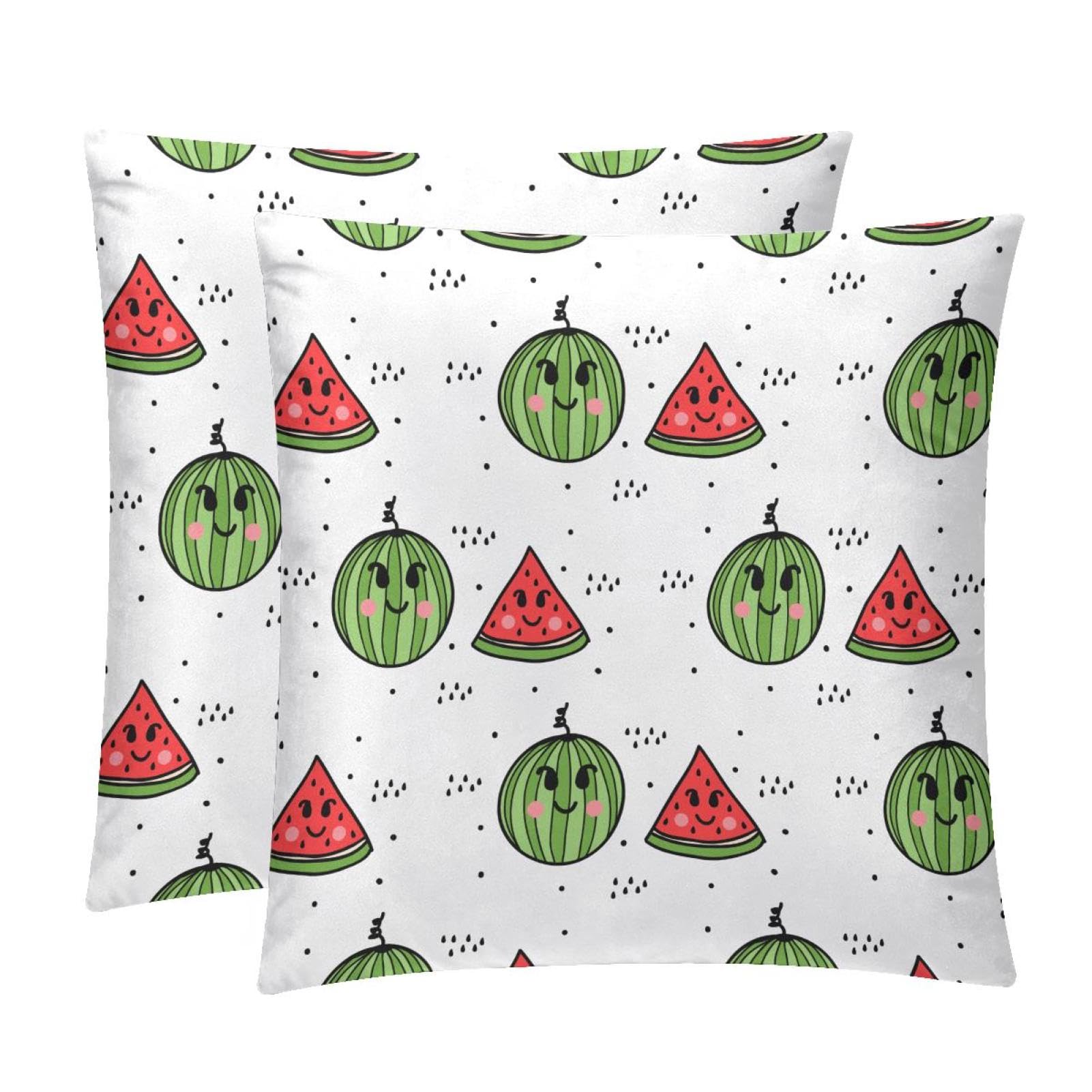 TDGKPZ Watermelon Throw Pillow Cases 2 Pack Pillowcases Zipper Cushion Covers For Bedroom Living Room 45x45cm