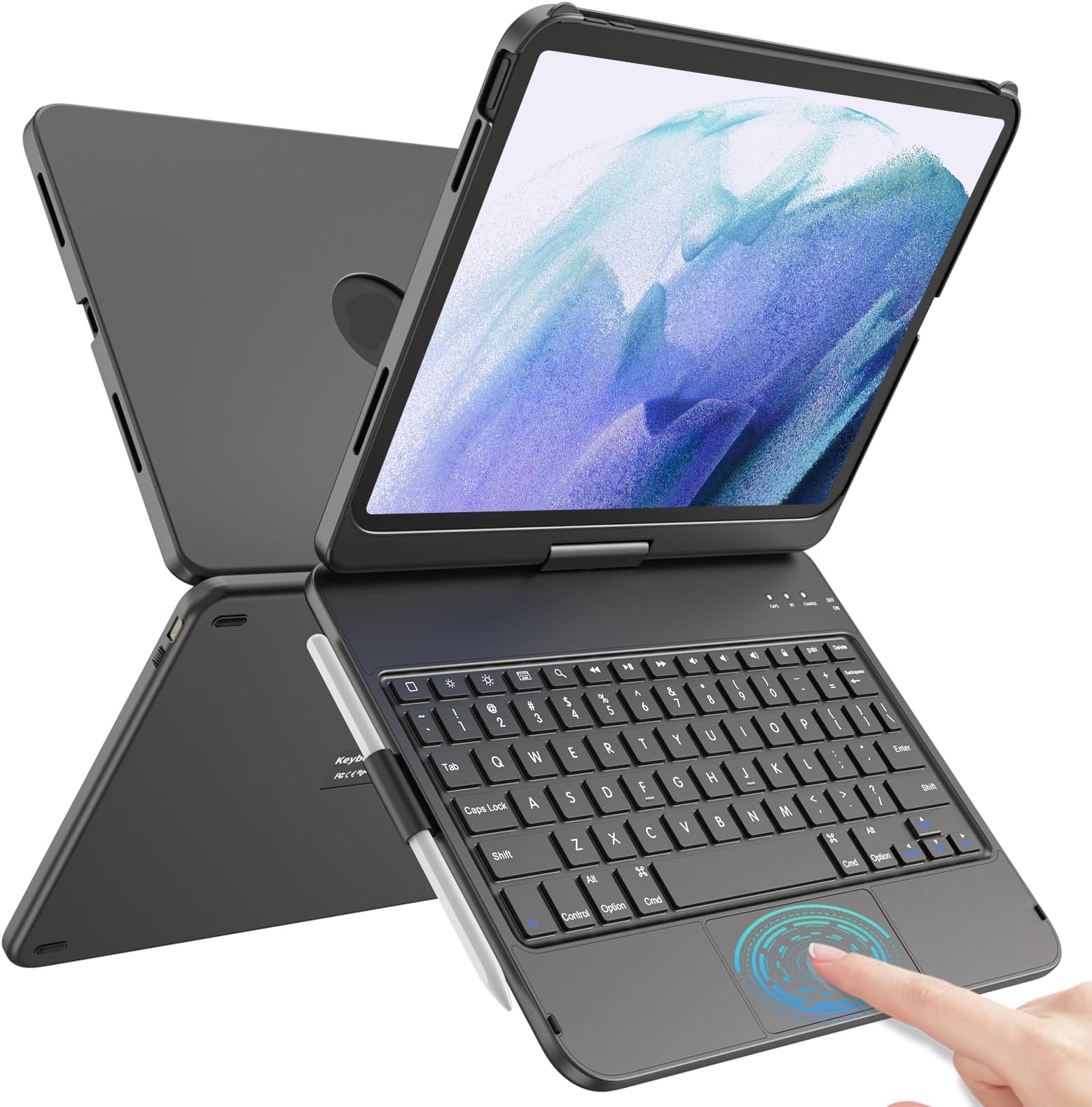 TQQ Touch for iPad (A16) 11th Generation Case with Keyboard (11", 2025) & 10th Gen (10.9", 2022) - 360° Rotatable, Thin & Light, Multi-Touch Trackpad for iPad (A16) 11th/10th Gen (Black)