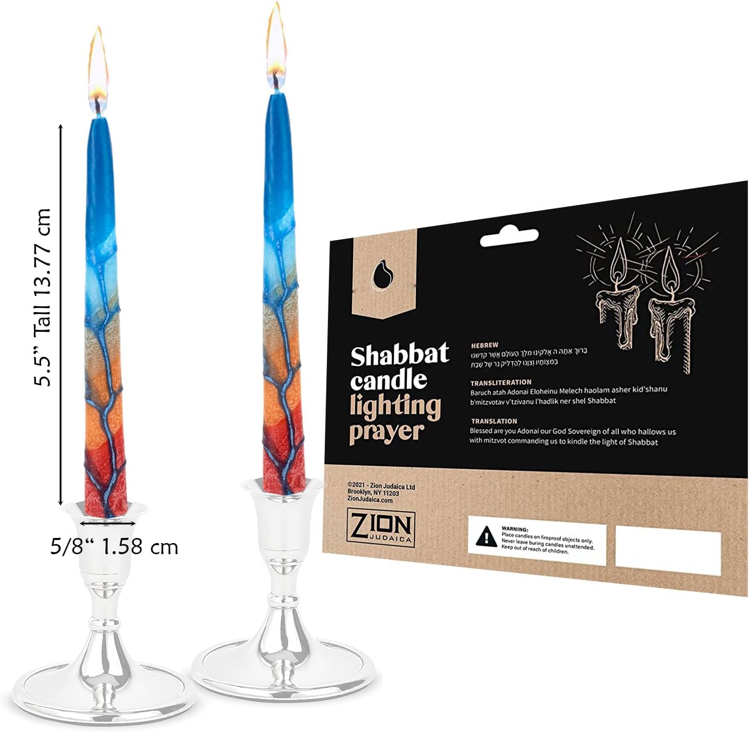 Zion Judaica Shabbat Candles 5.5 Inch Tall Hand Crafted 12 Pack for a Variety of Occasions Holidays, Celebration, Home Décor (12 Packs of 12, Dusk Reflection)