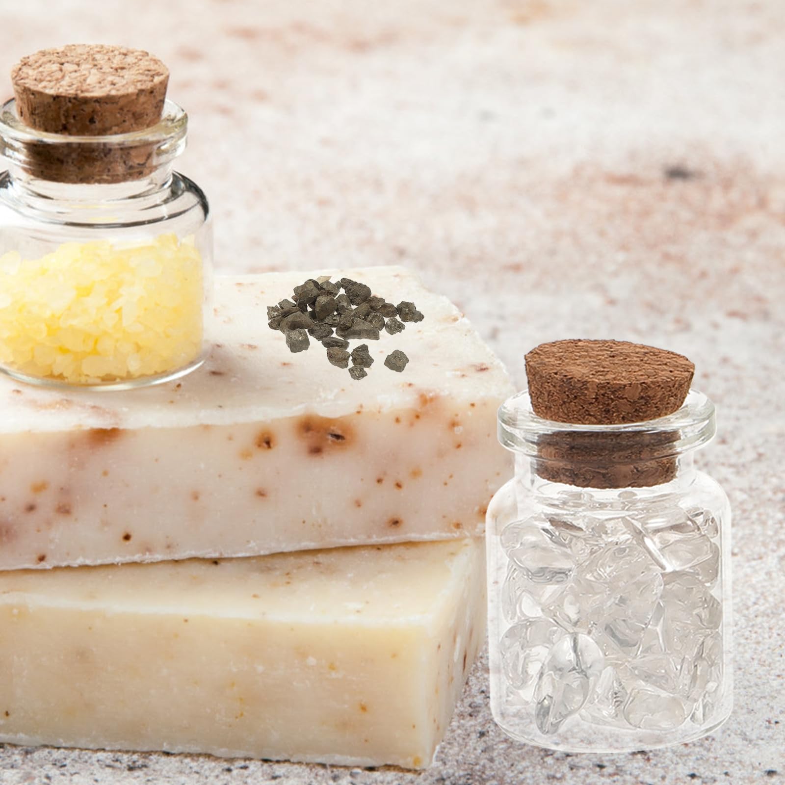Kit de 10 Botellas Deseos Piedras Naturales y Vidrio, Accesorio Decorativo para Escritorio y Meditación Adecuado para Niños