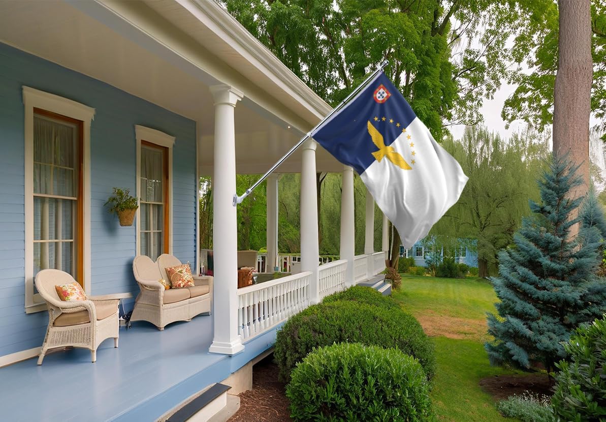 Double Sided Azores Flag 3x5 FT Azoreans 3Ply Bright Colors Fade Proof Polyester with 2 Brass Grommets Indoor Outdoor