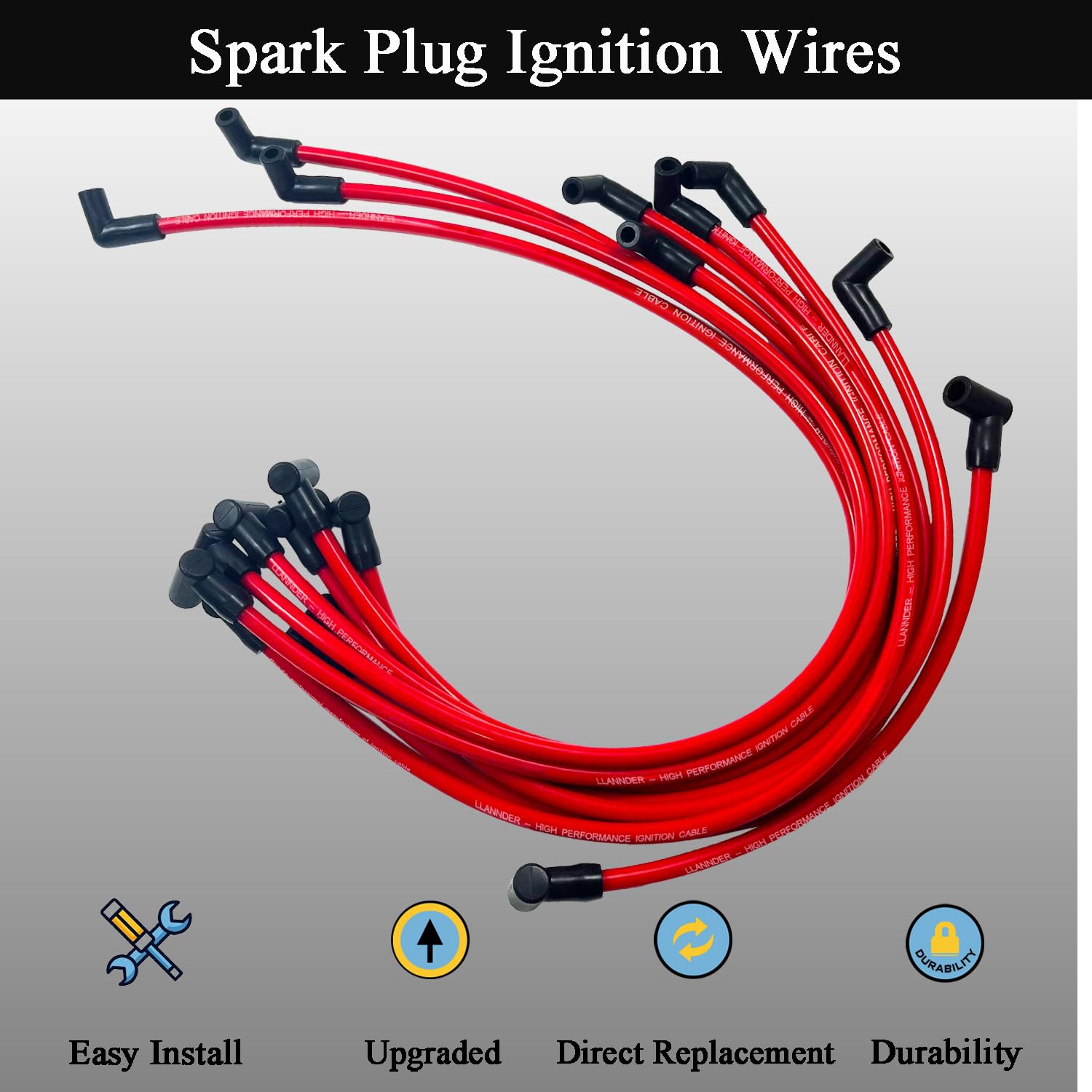 10mm High Performance Spark Plug Wire Set Compatible with Chevy SBC BBC 305 350 454 Electronic V8 Engine with HEI Distributor