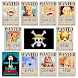 TYZZHOA 15in×11in Anime One Piece Wanted Bounty Posters &comma; New Edition&comma; 10 Straw Hat Pirates Crew Zoro&comma; Sanji&comma; Luffy&comma; a Set of 11PCS